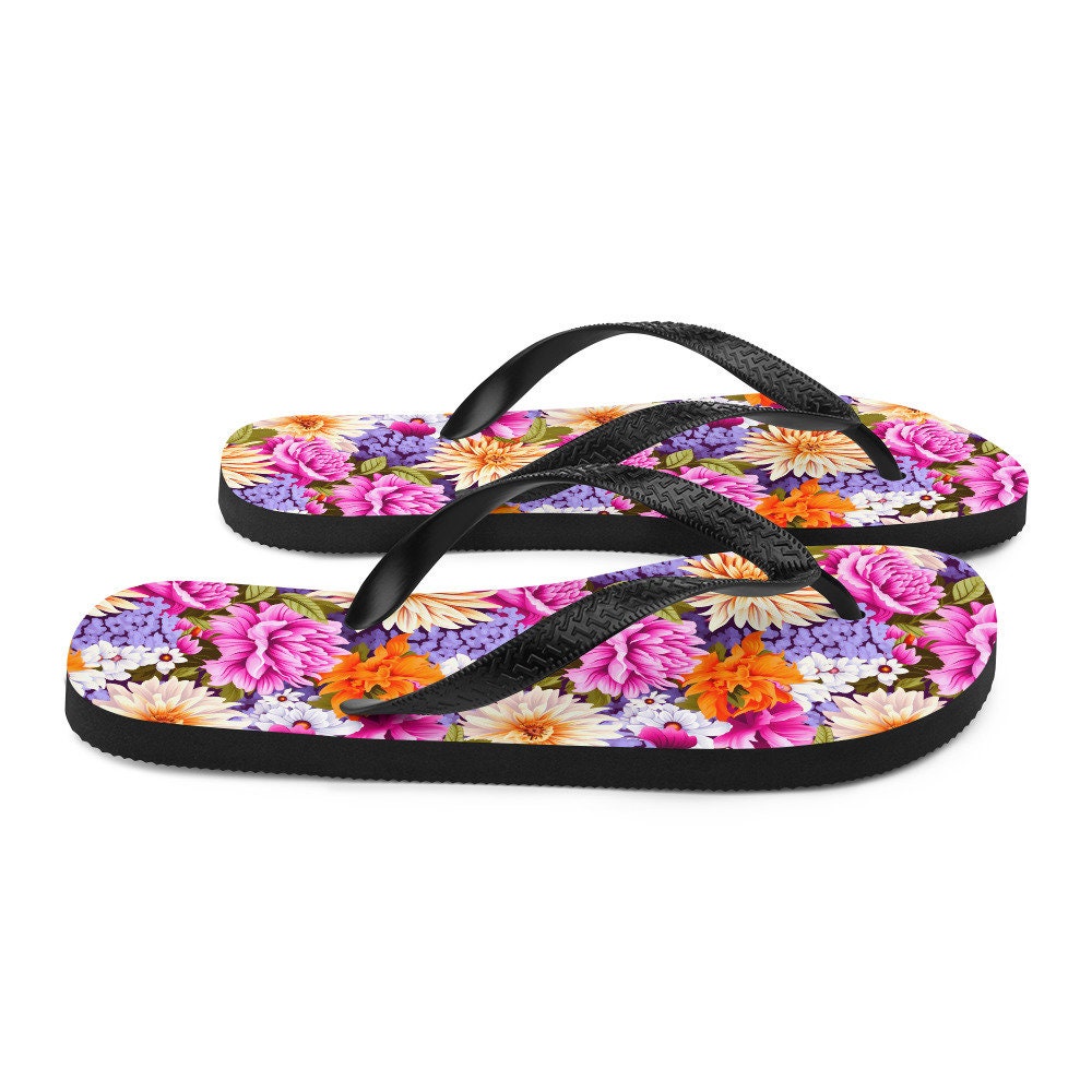 Emerald Blossoms - Multi-Color Floral Flip Flops