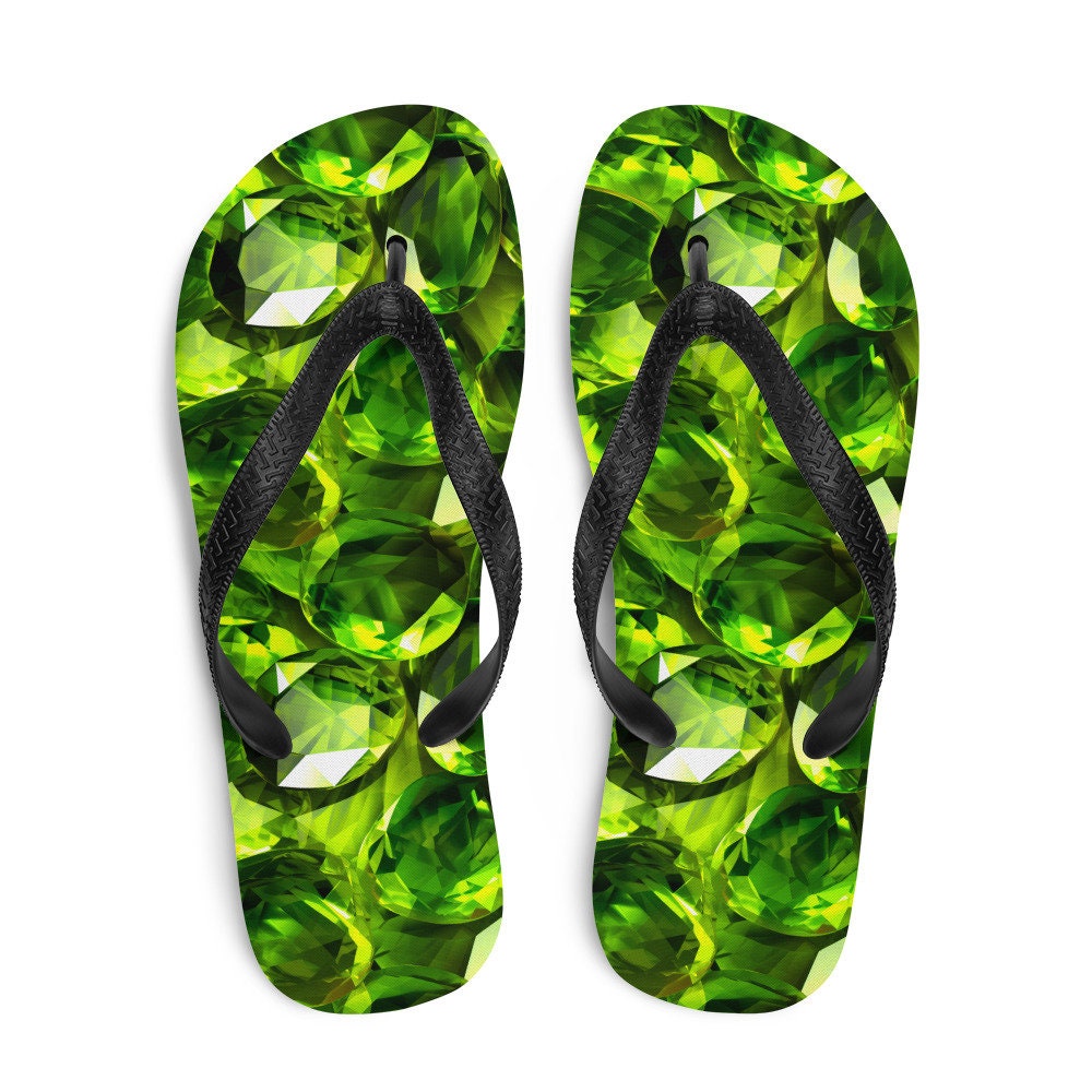 Emerald Blossoms - Sun-Kissed Peridot Flip Flops