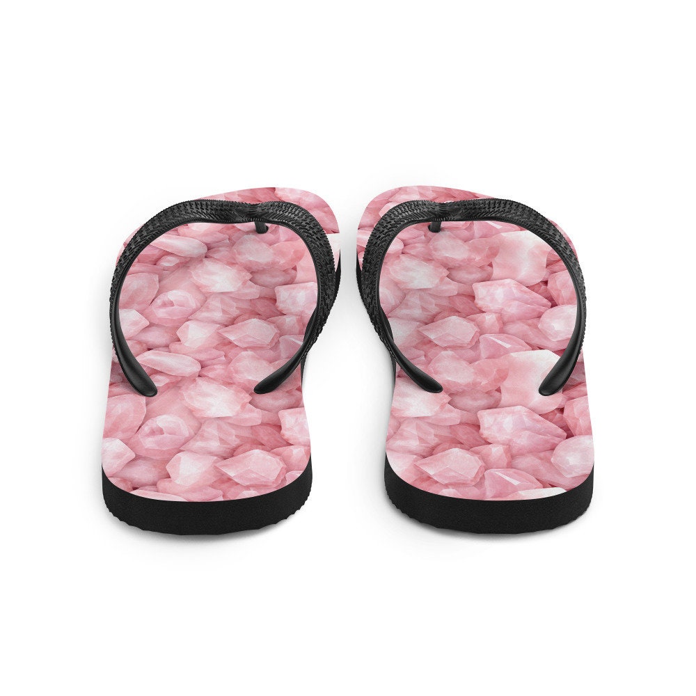 Emerald Blossoms - Love-infused Rose Quartz Flip Flops