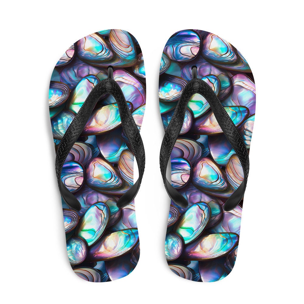 Emerald Blossoms - Tranquil Abalone Summer Flip Flops