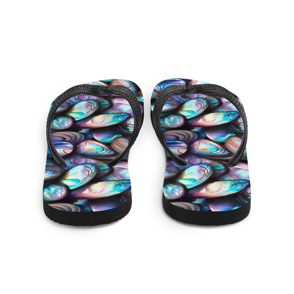 Emerald Blossoms - Tranquil Abalone Summer Flip Flops