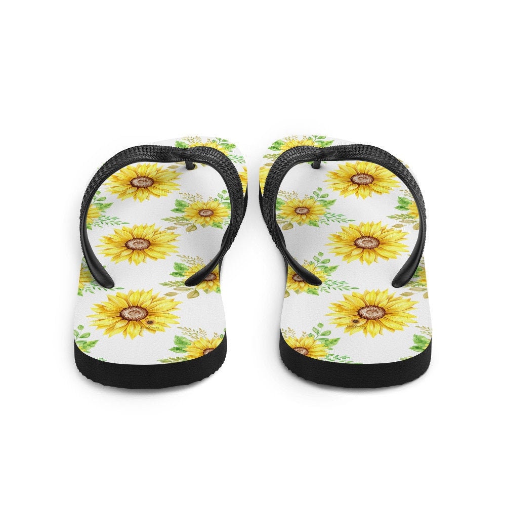 Emerald Blossoms - Sunflowers Flip-Flops
