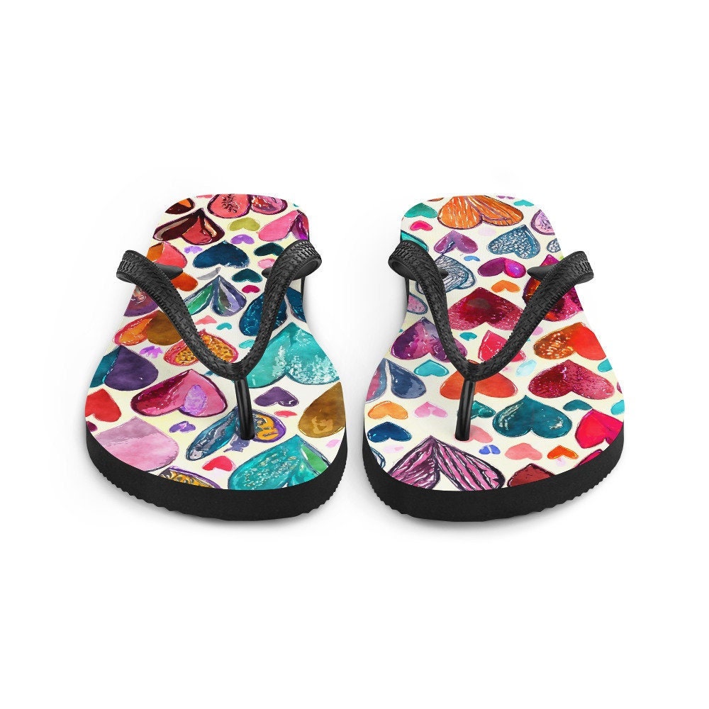 Emerald Blossoms - Hearts Flip-Flops