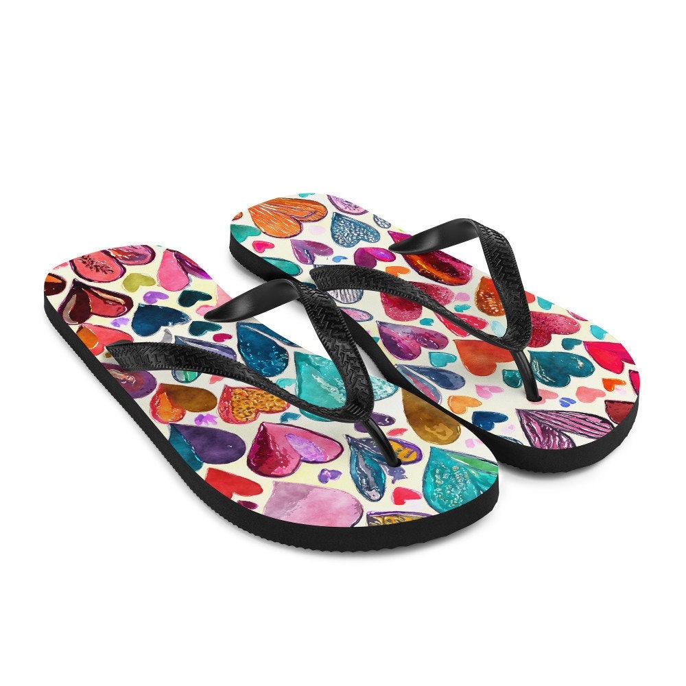 Emerald Blossoms - Hearts Flip-Flops