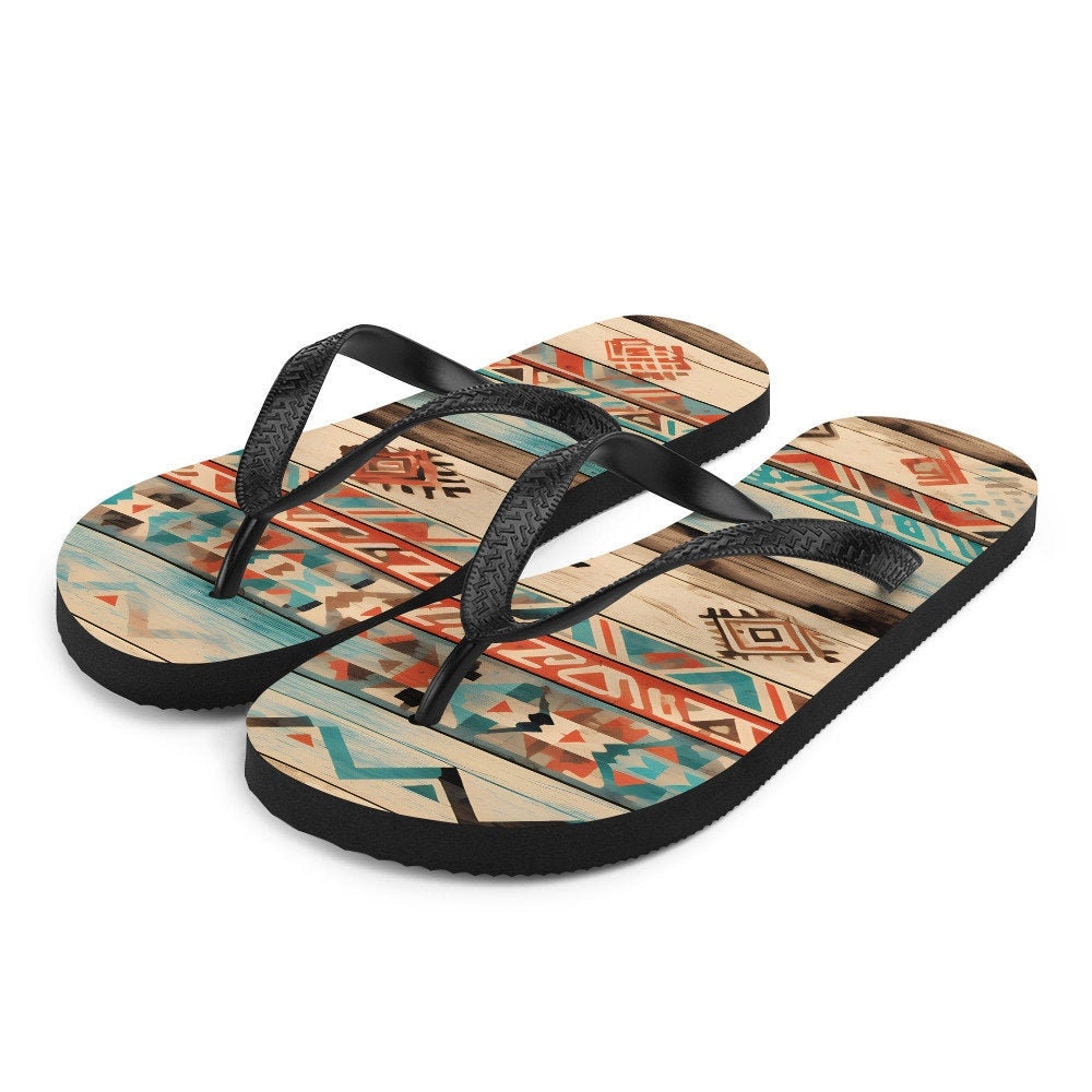 Emerald Blossoms - Aztec Flip-Flops