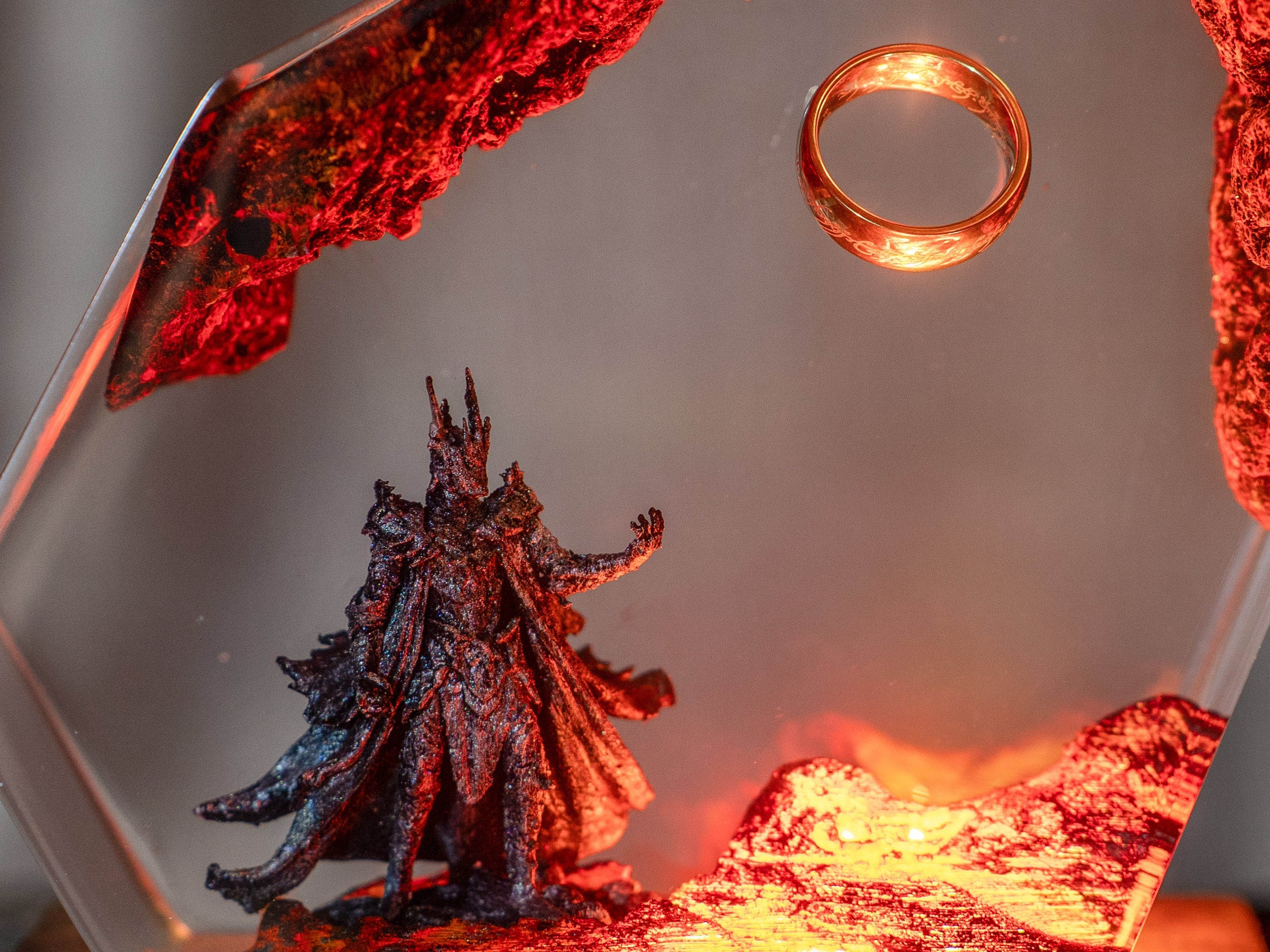 Ring of Flame Resin Night Lamp – custom resin night light, gaming decor, Lord Ring resin night light, gift for mom, sauron lamp for him