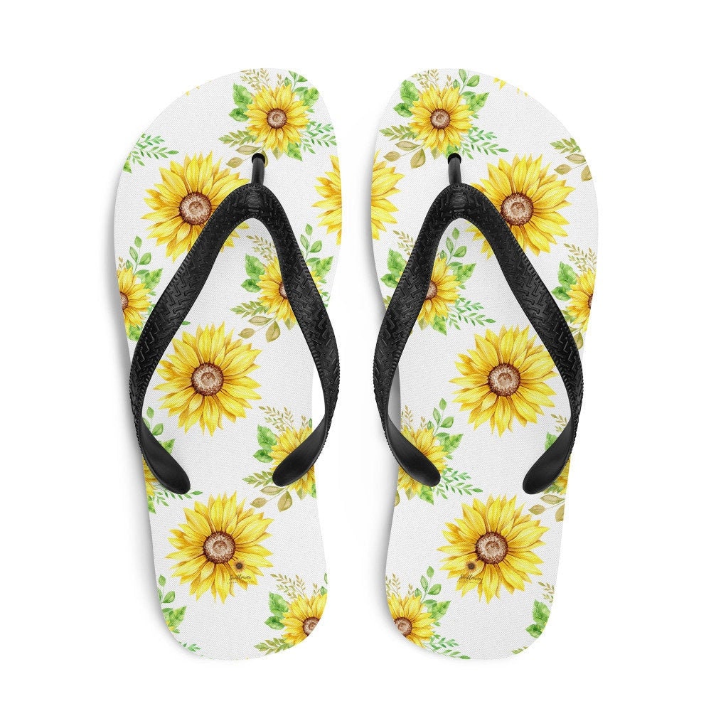 Emerald Blossoms - Sunflowers Flip-Flops