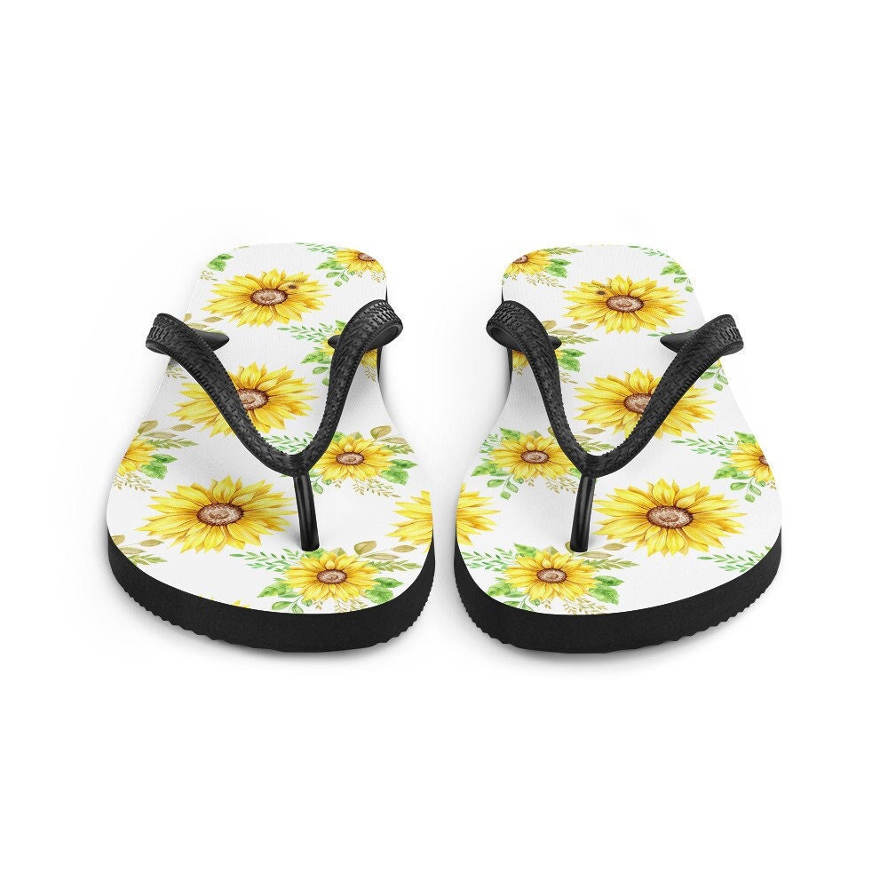 Emerald Blossoms - Sunflowers Flip-Flops