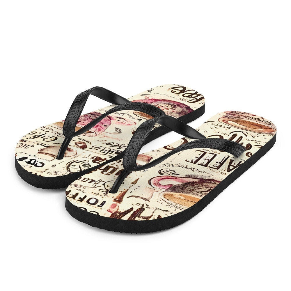 Emerald Blossoms - Coffee Flip-Flops