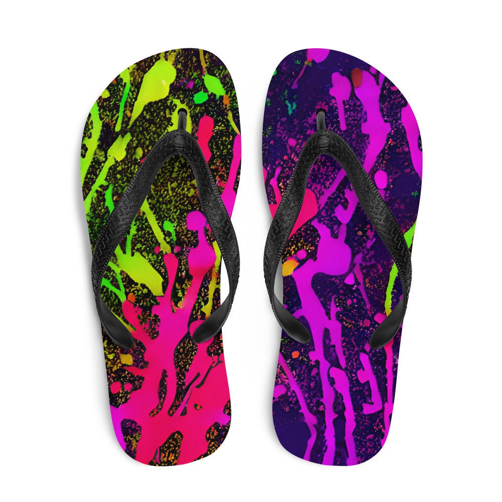 Emerald Blossoms - Neon Ice Flip-Flops
