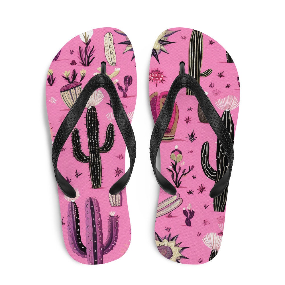 Emerald Blossoms - Pretty in Pink Cactus Flip-Flops