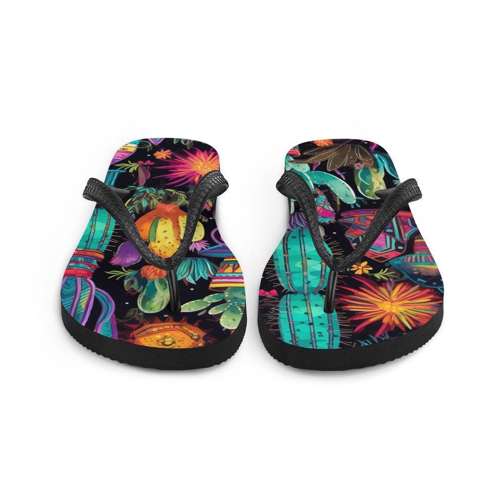 Emerald Blossoms - Sun burst Cactus Flip-Flops