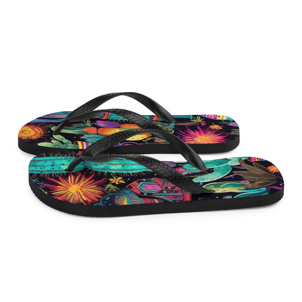 Emerald Blossoms - Sun burst Cactus Flip-Flops