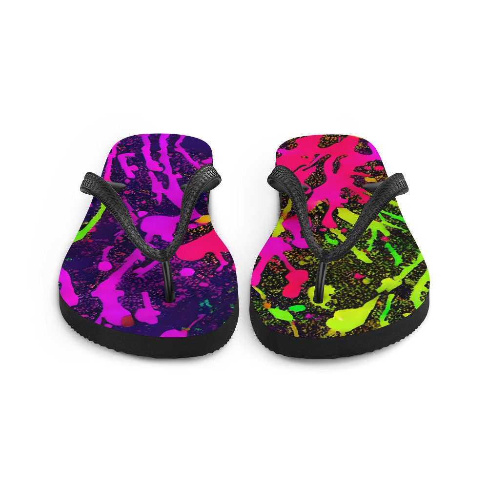 Emerald Blossoms - Neon Ice Flip-Flops