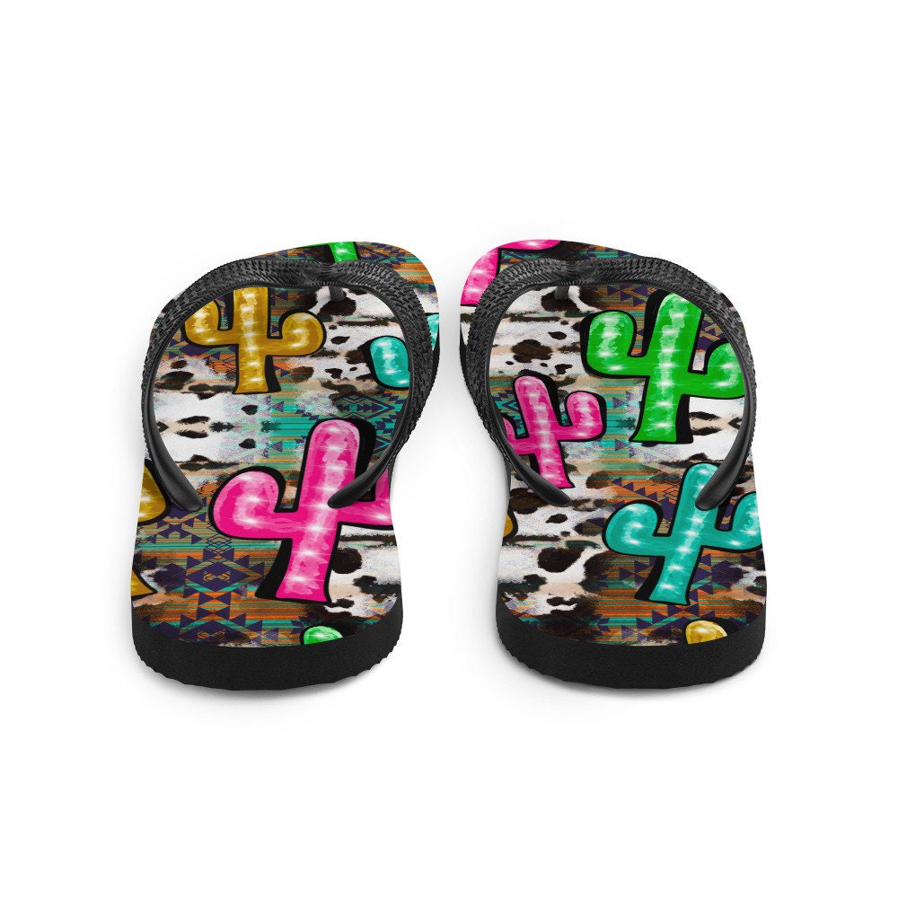 Emerald Blossoms - Neon light Cactus Flip-Flops