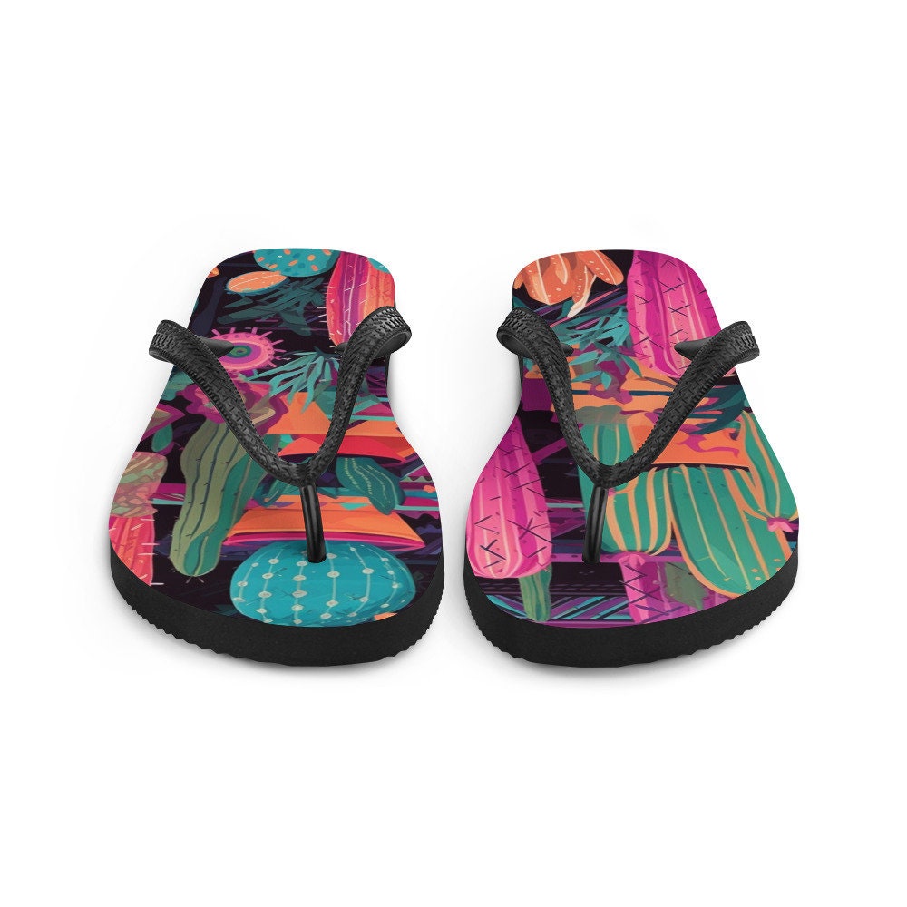 Emerald Blossoms - Western Cactus Flip-Flops