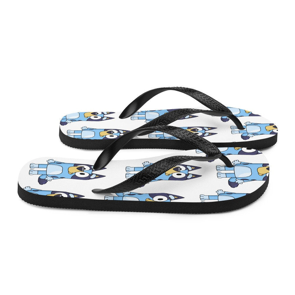 Emerald Blossoms - Blue Dog Cartoon Flip-Flops