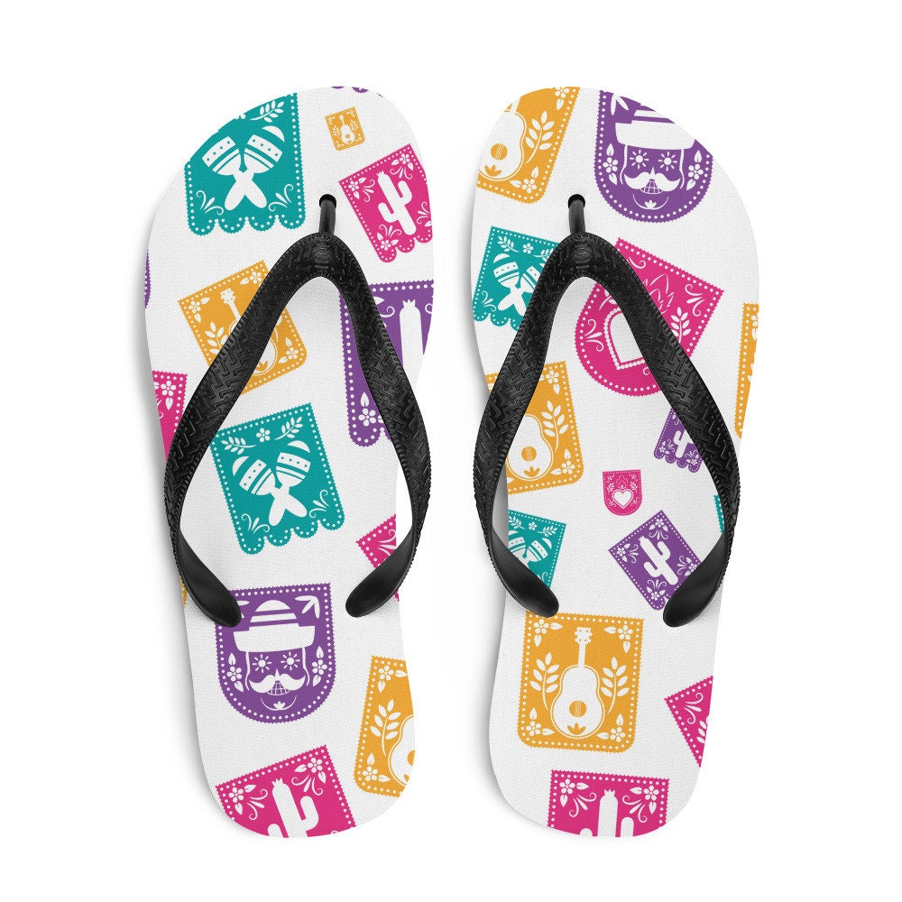 Emerald Blossoms - Day of the Dead Party Decorations Flip-Flops