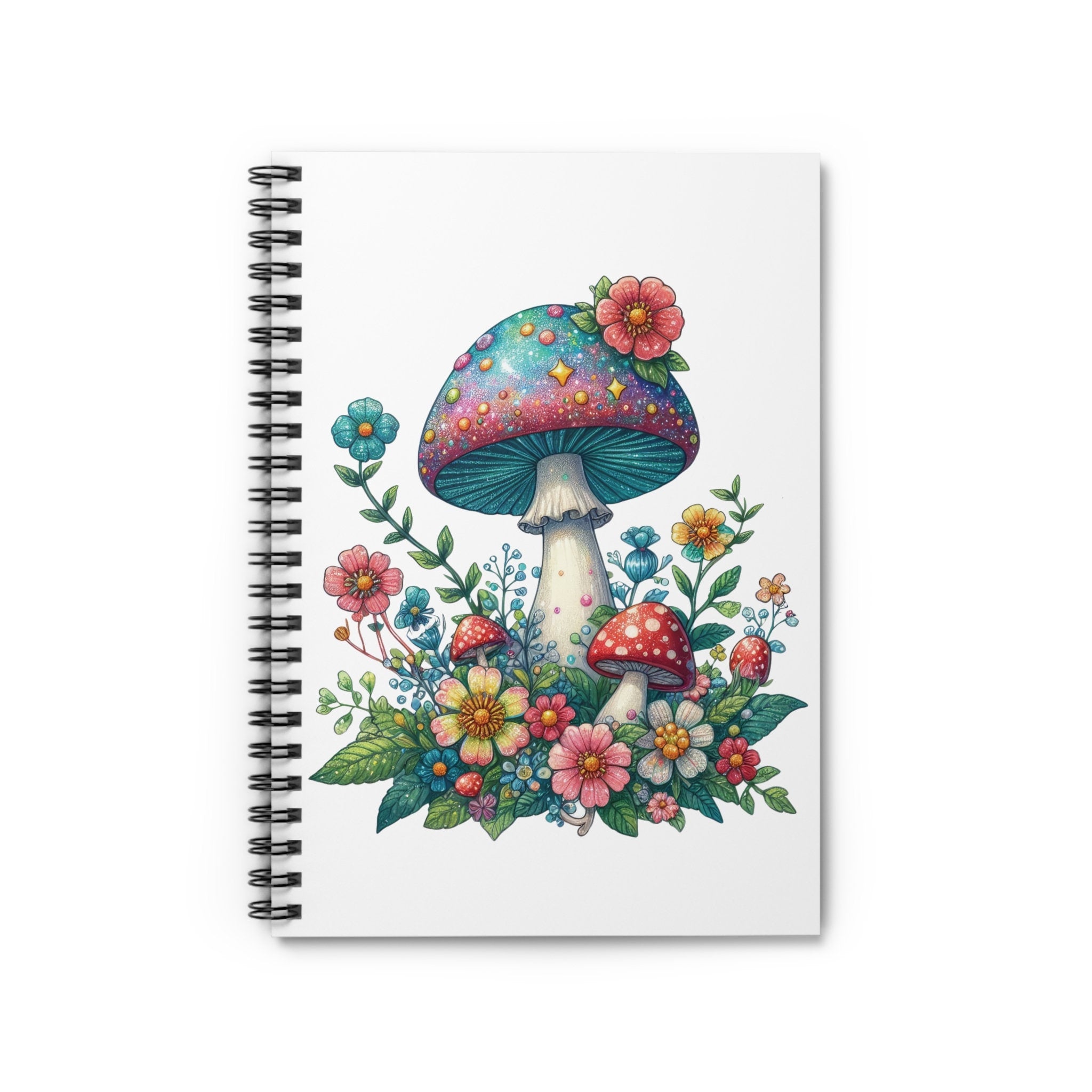 Mushroom Notebook 118-Page Spiral Ruled Line Paper Ideal for Shopping Lists School Notes Poems | 6x8 | Durable Metal Binding Stylish Cover