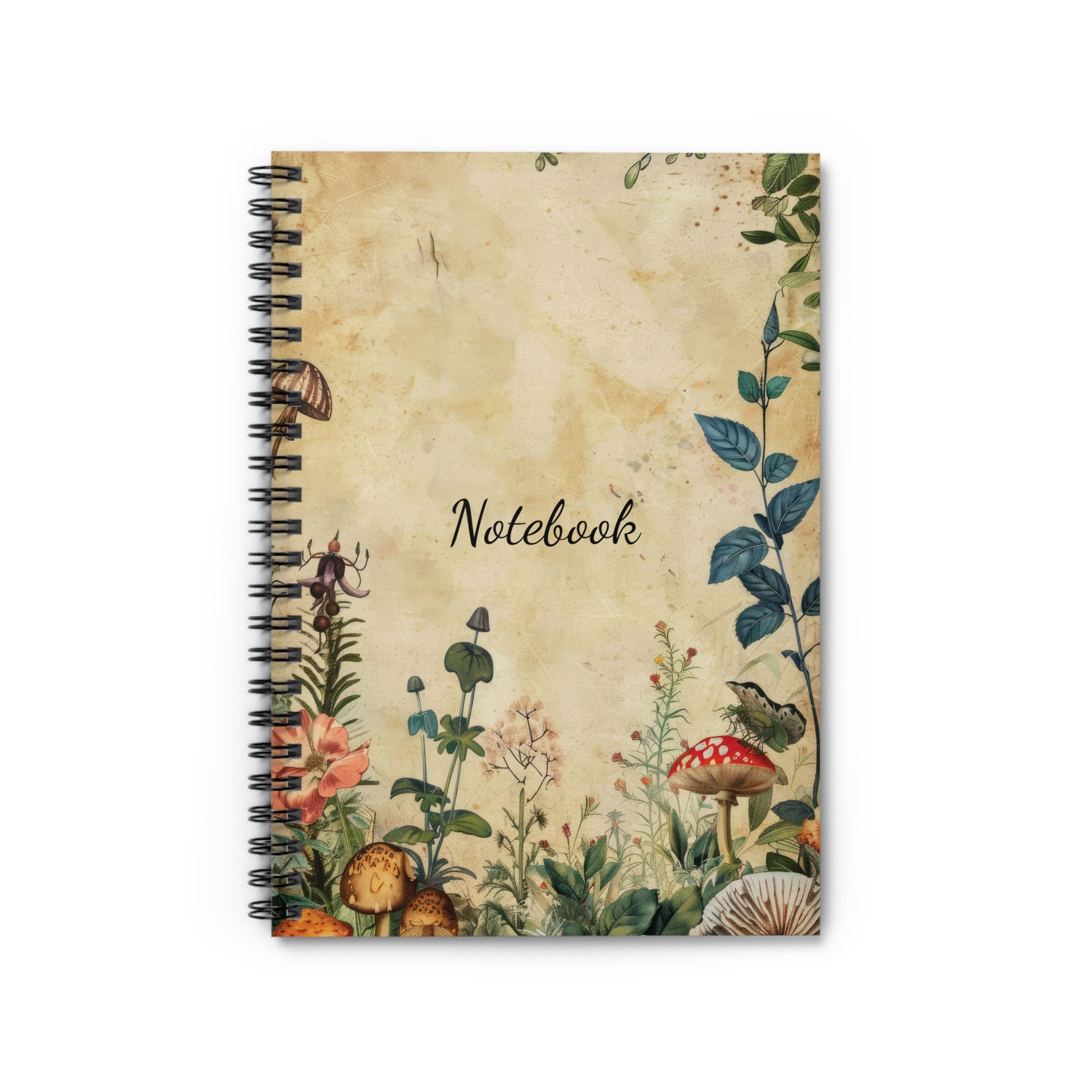 Mushroom Notebook 118-Page Spiral Ruled Line Paper Ideal for Shopping Lists School Notes Poems | 6x8 | Durable Metal Binding Stylish Cover