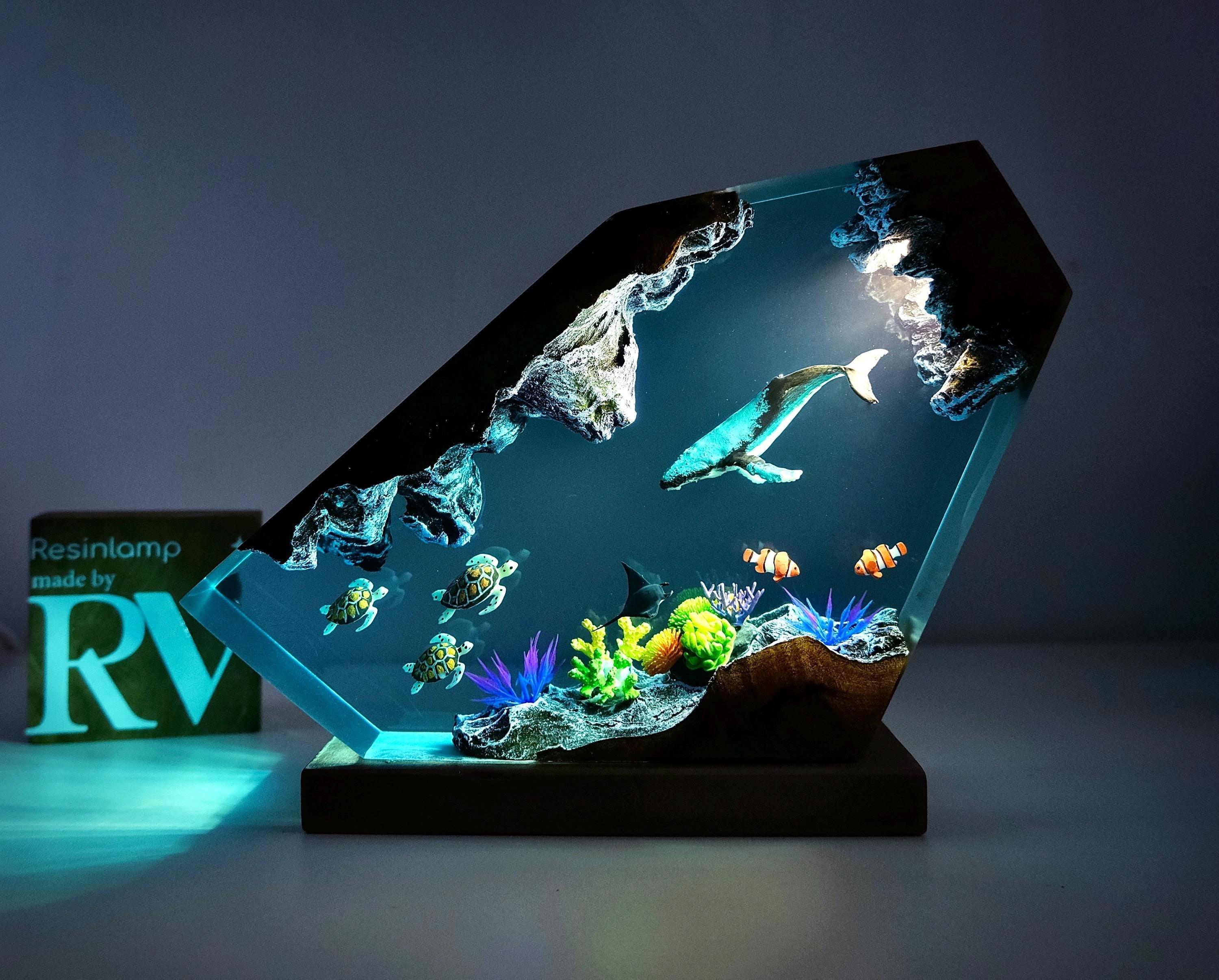 Custom Epoxy Resin Ocean Lamp, Whale, Turtle, Manta Ray Night Light, resin art, gift for home, Gift for Kid, Unique Christmas