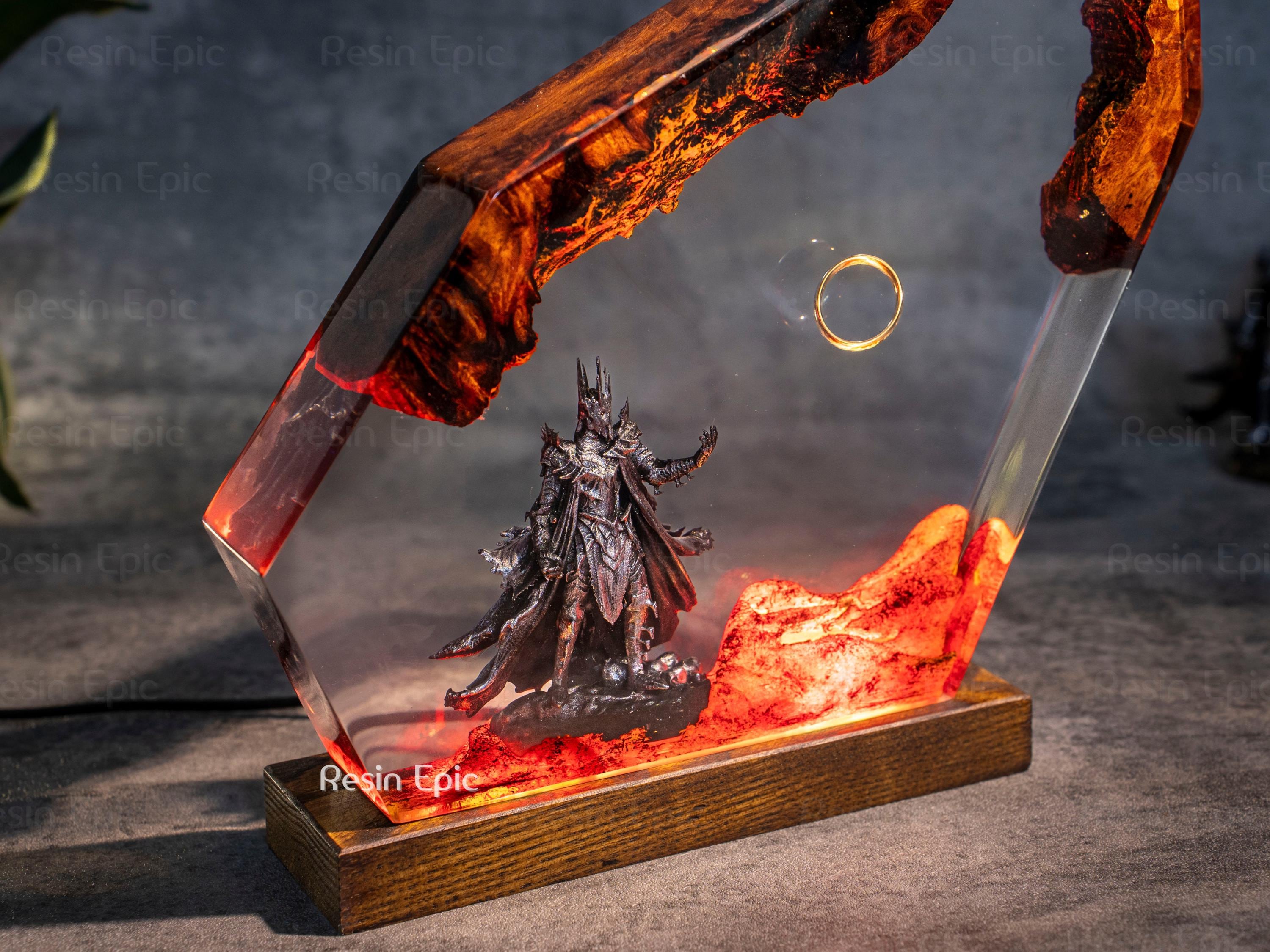 Ring of Flame Resin Night Lamp – custom resin night light, gaming decor, Lord Ring resin night light, gift for mom, sauron lamp for him