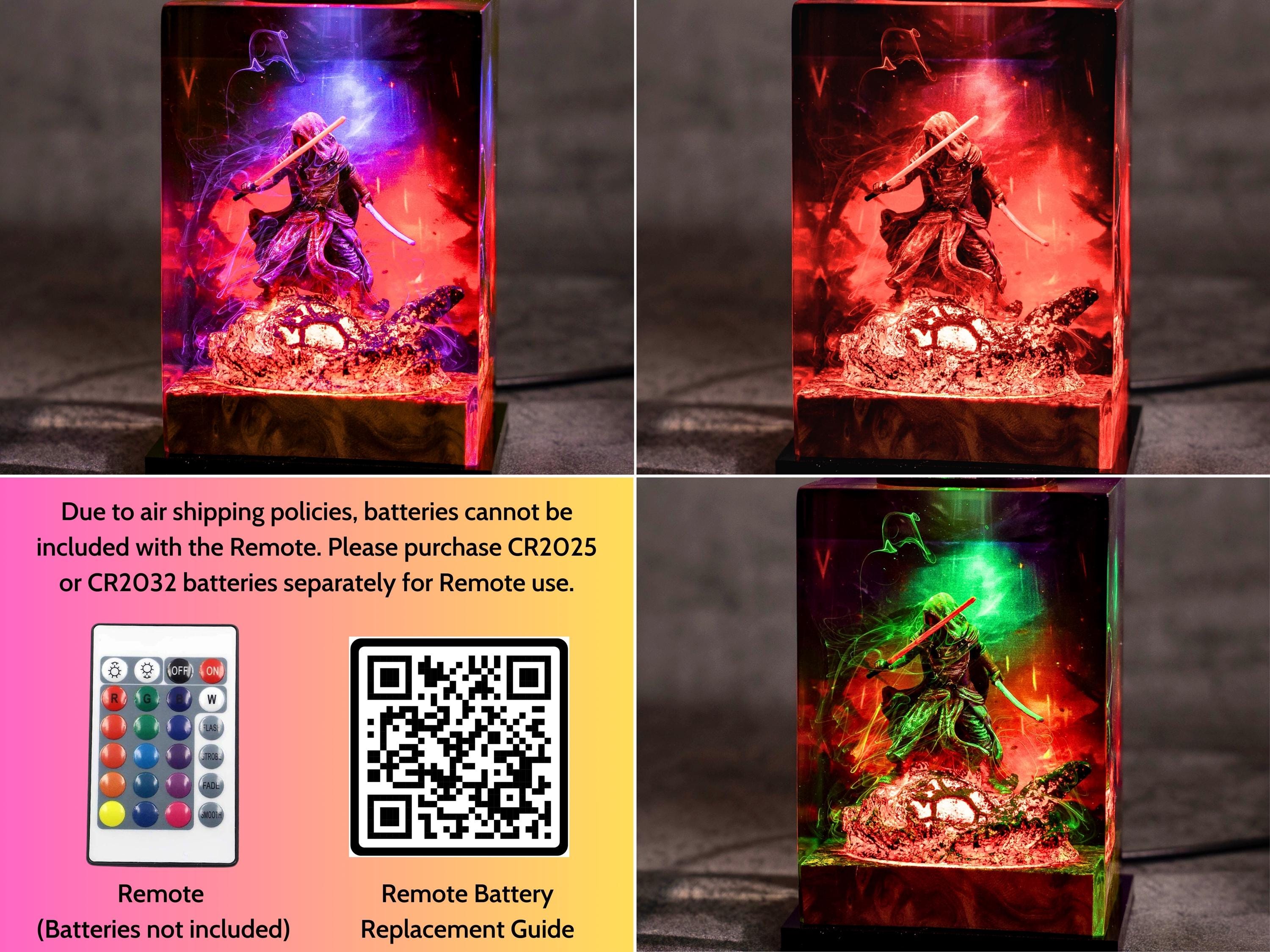 Darth vader diorama resin lamp, star war wall art for him, Sword lightsaber for gaming decor room