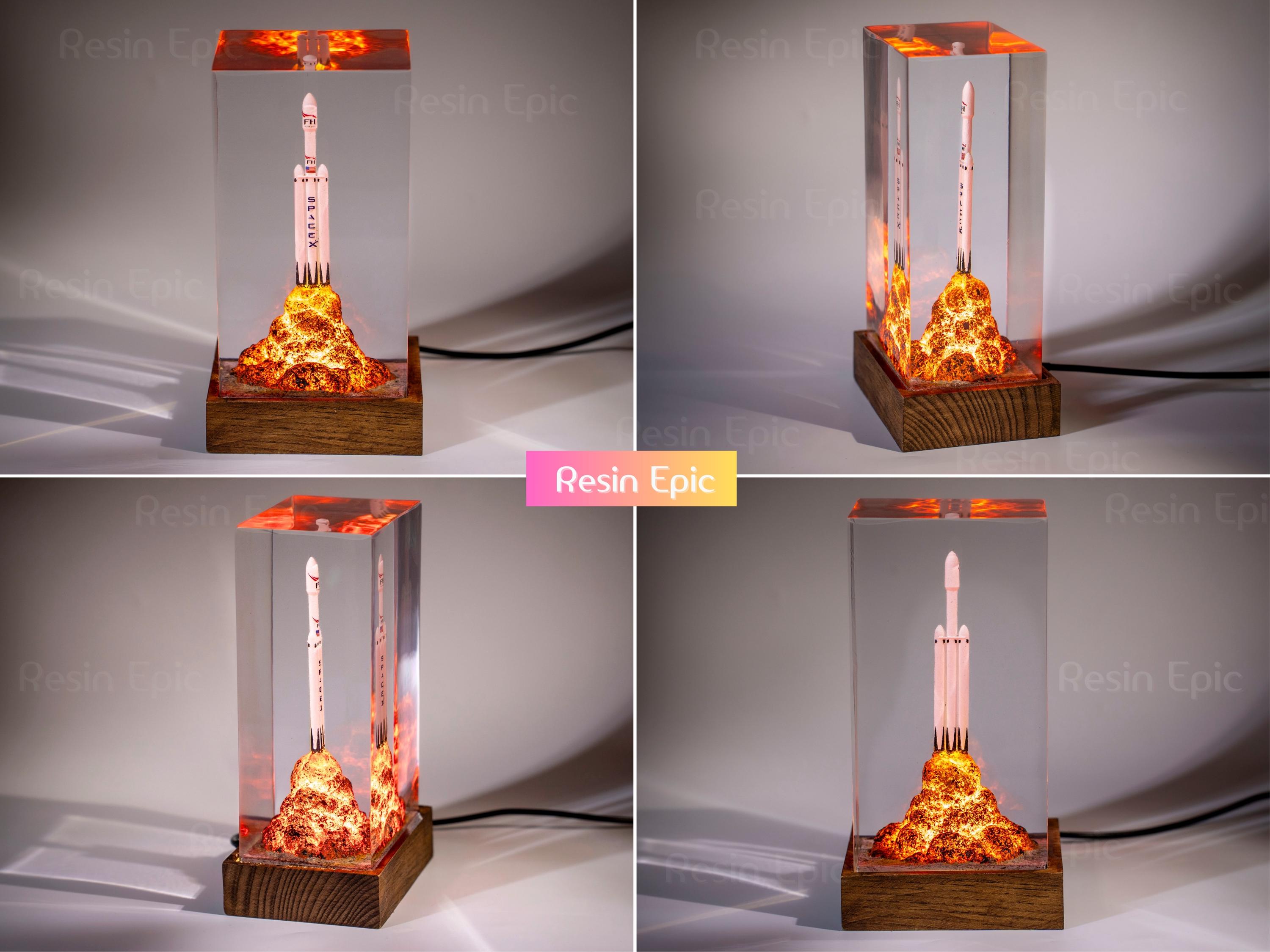 SpaceX Starship Rocket Launch Lamp - Falcon Heavy resin epoxy lamp, Gift for Engineers & Space Lovers, Luxury Corporate Gifts