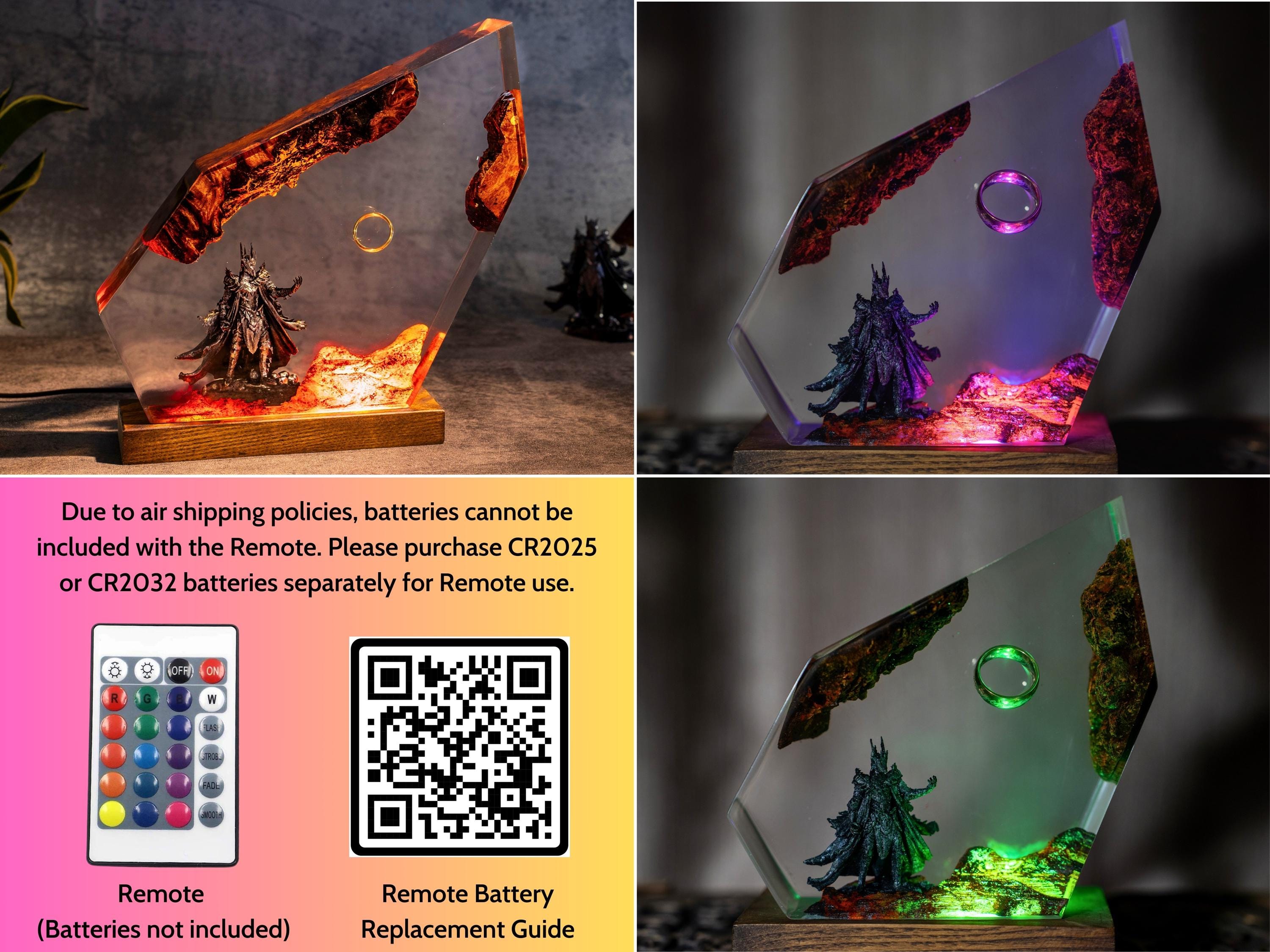Ring of Flame Resin Night Lamp – custom resin night light, gaming decor, Lord Ring resin night light, gift for mom, sauron lamp for him