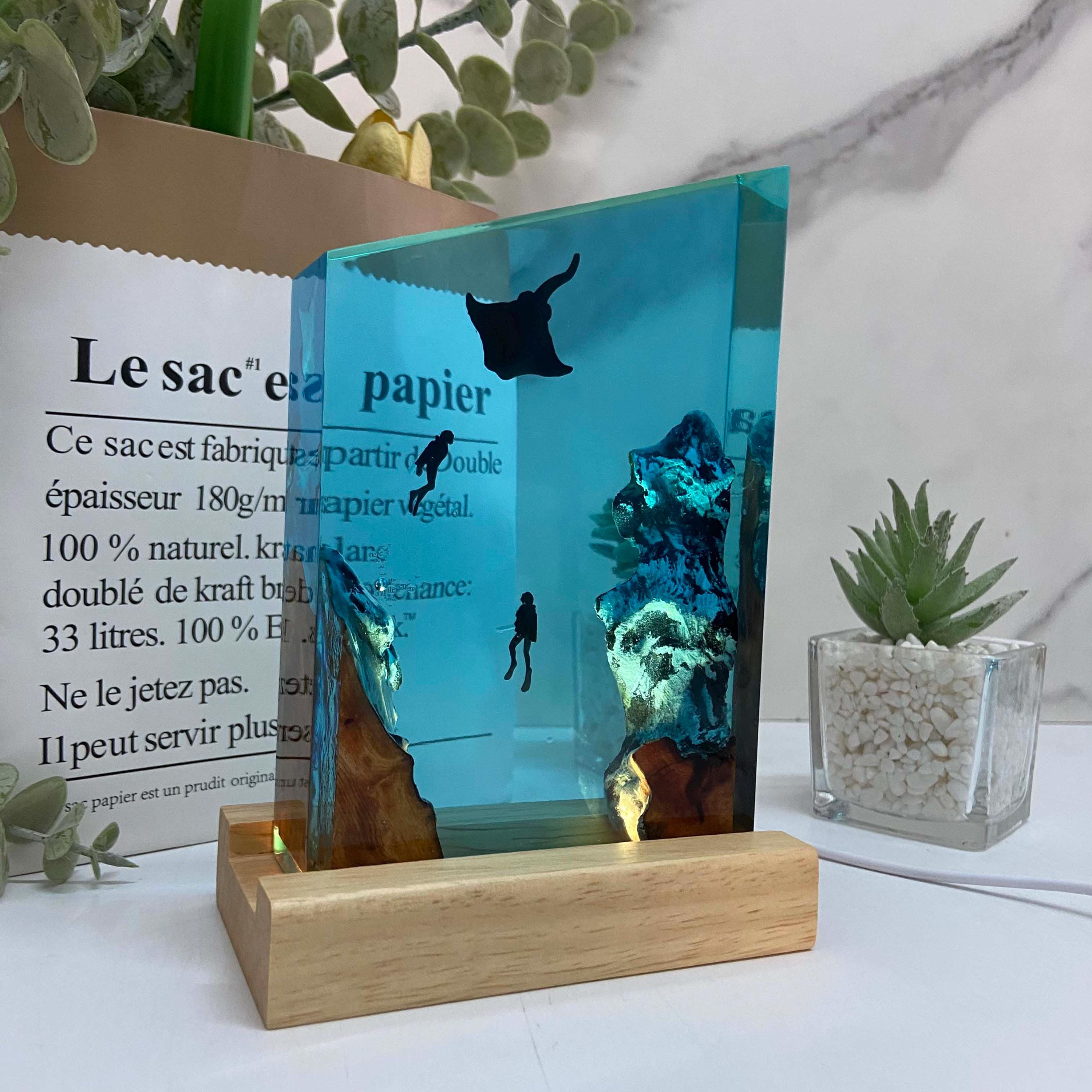 Diver Night Light, Personalized Entryway Decorations, Slightly Flawed Resin Artwork, Halloween Gift, Christmas Gift