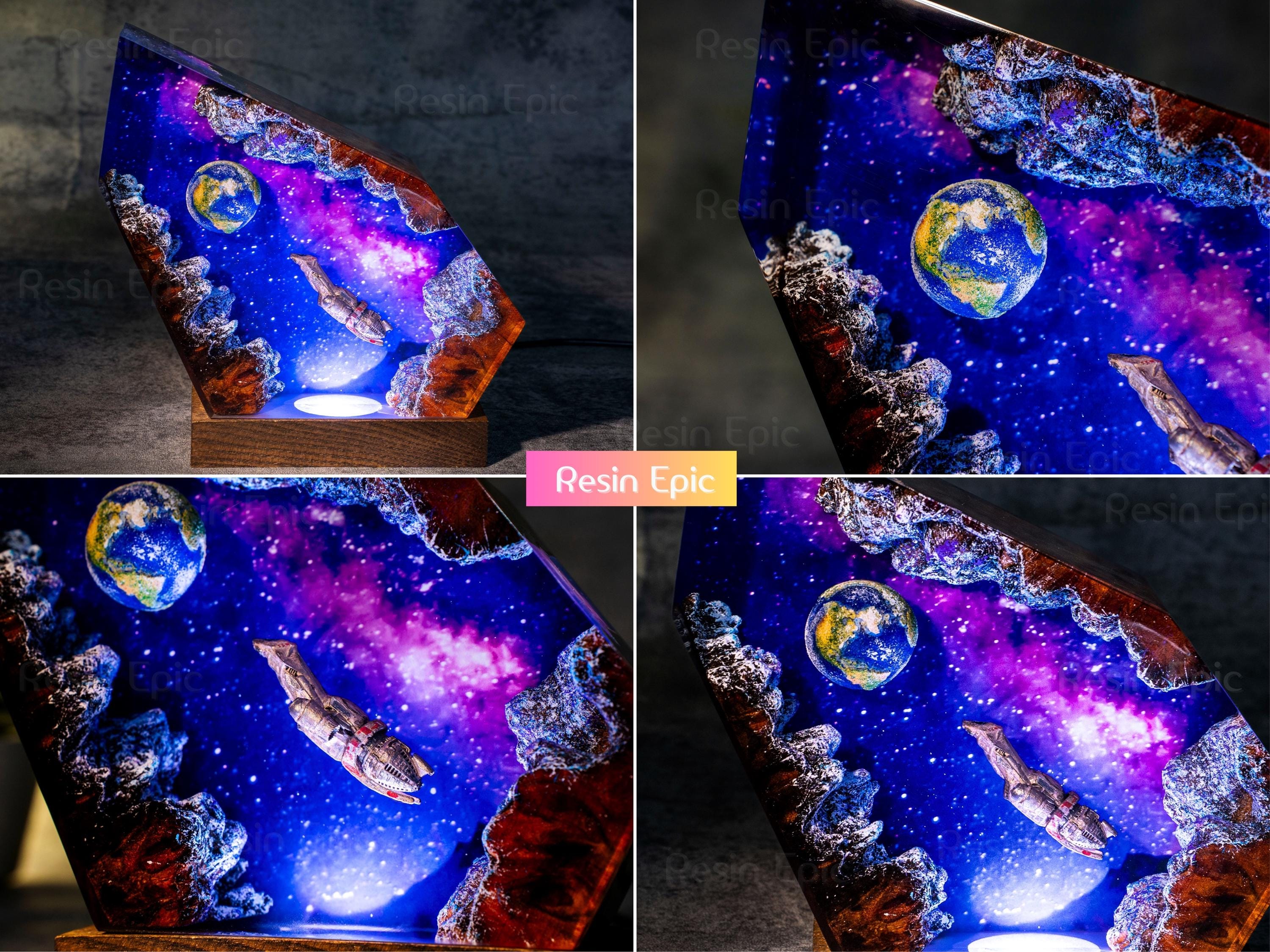Serenity Ship resin night light - Astronaut Galaxy Epoxy lamp, Firefly Inspired Sci-Fi lamp, Gift for mom, Serenity Ship figure