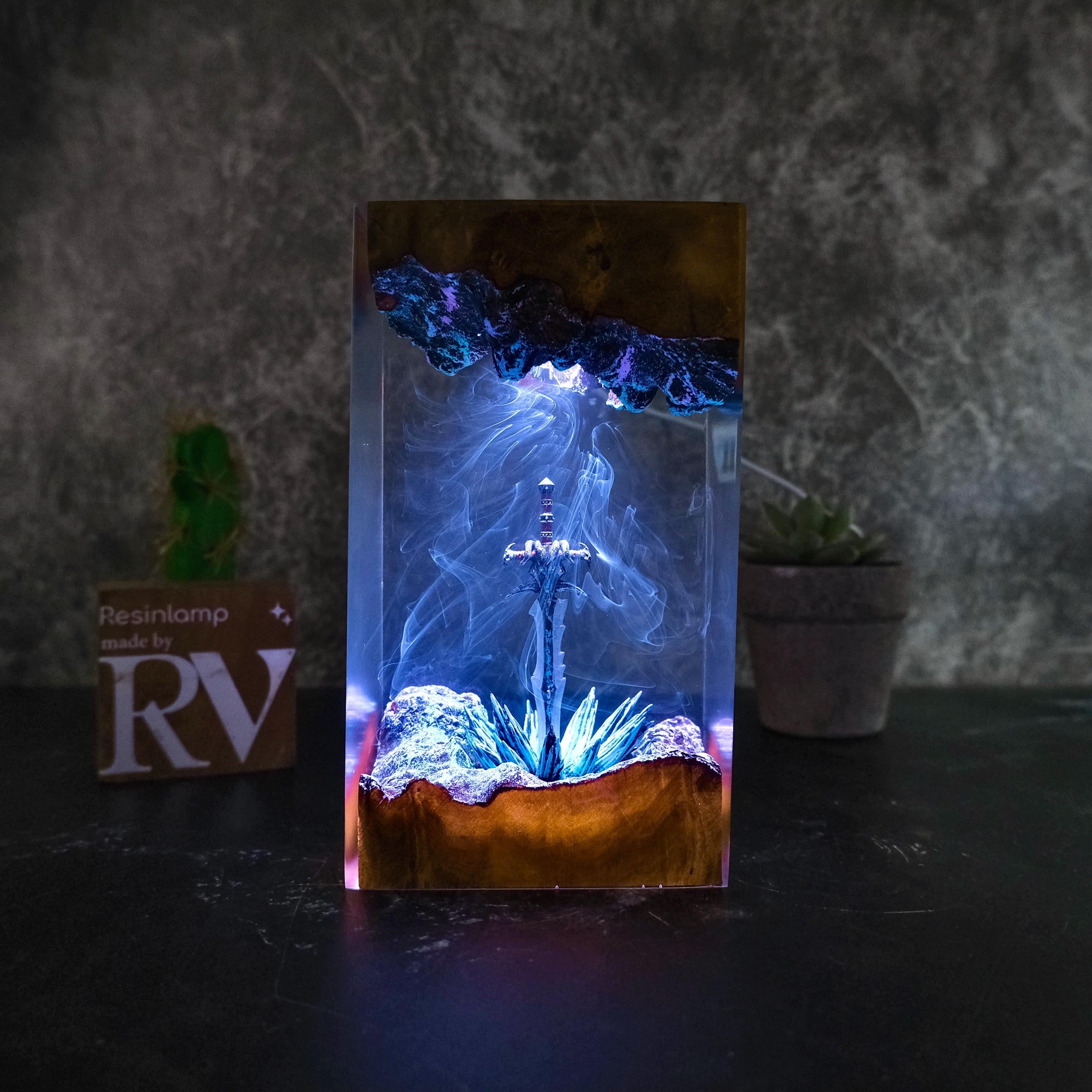 Handmade Icebound Sword Sword Resin Lamp: Gamer Decor Gift, gift for him, gift for gamer, Handmade Sword figure, Fantasy world, Home Decor.
