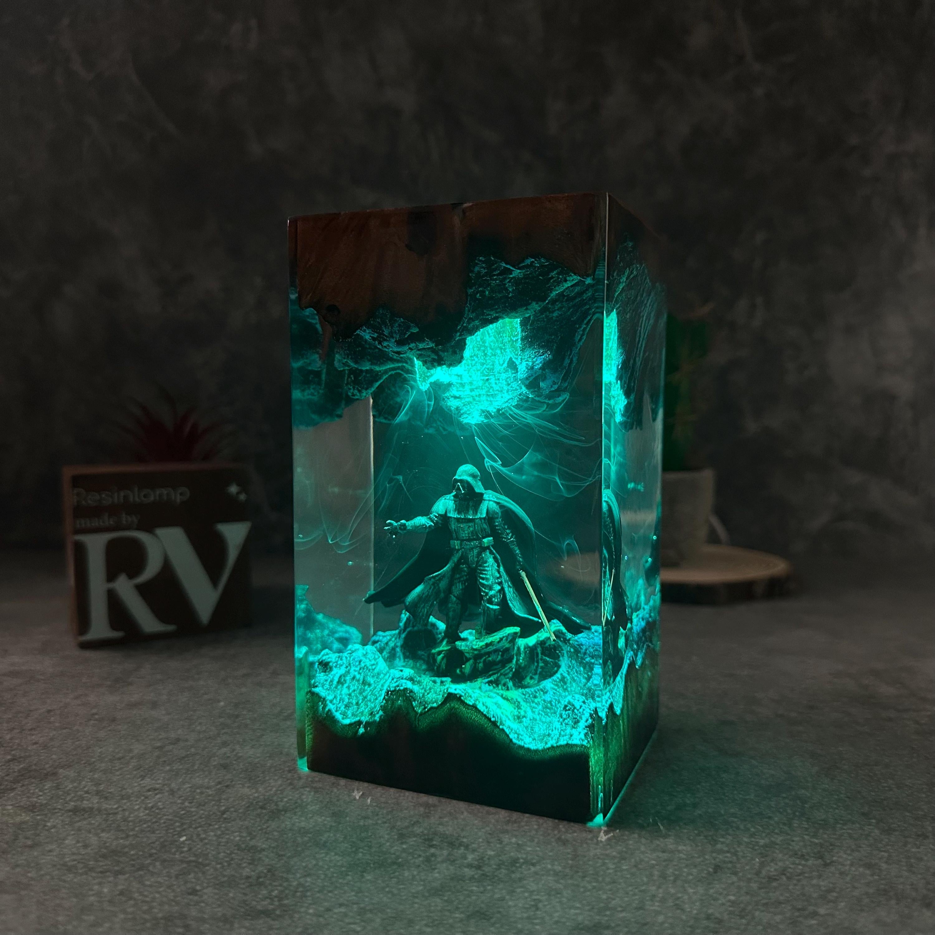 Dark Tyrant Diorama Lamp, Galaxy Wars, Resin Desk Decor, Home Decor Night Light, Epoxy art, Gift idea Christmas, gift for him