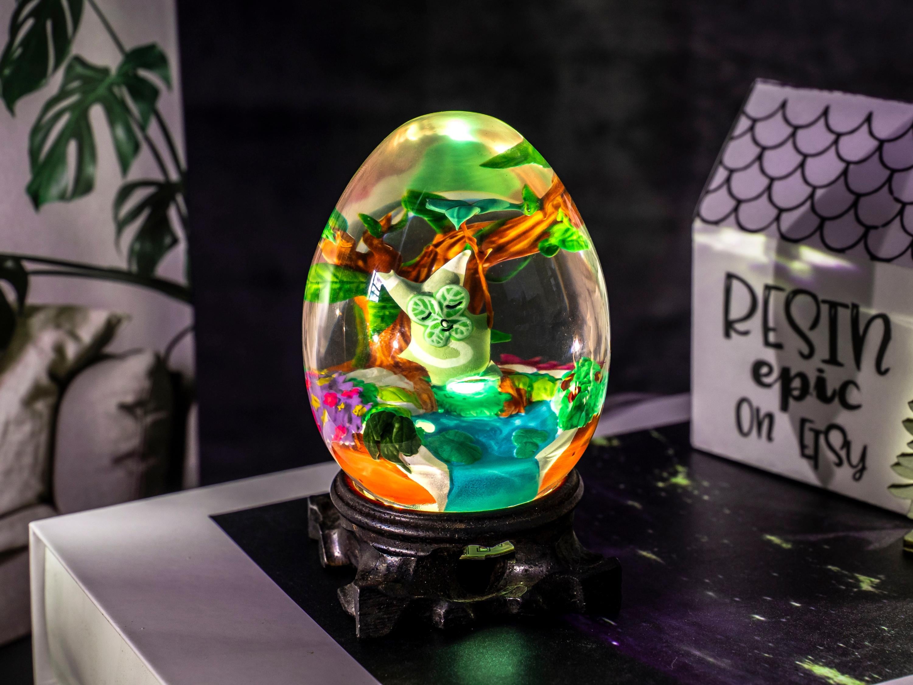 Custom KOROK Resin Lamp Egg, Custom Epoxy Resin Art Lamp, Korok Night Light, Valantine gift for him