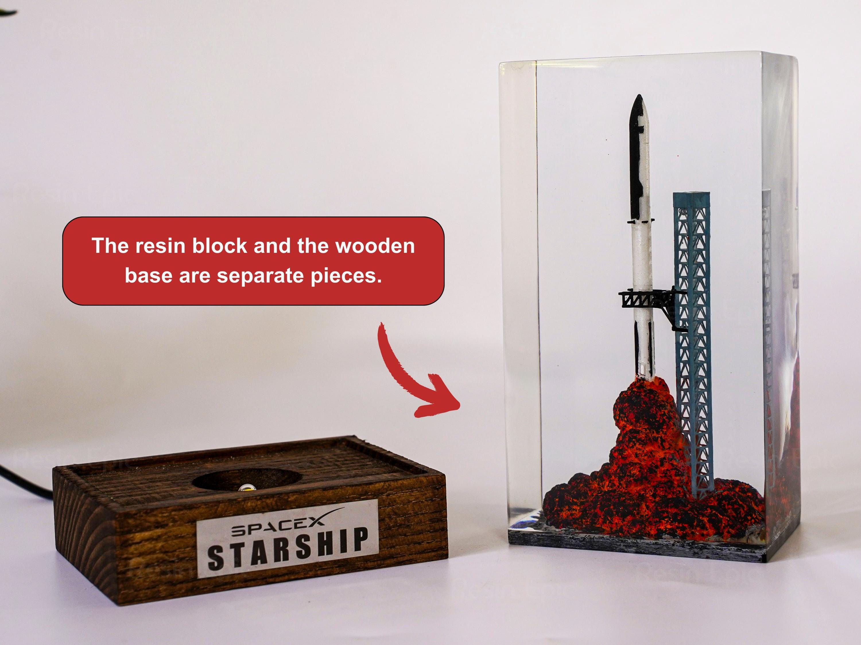 SpaceX Starship Rocket Launch Lamp - Falcon Heavy resin epoxy lamp, Gift for Engineers & Space Lovers, Luxury Corporate Gifts