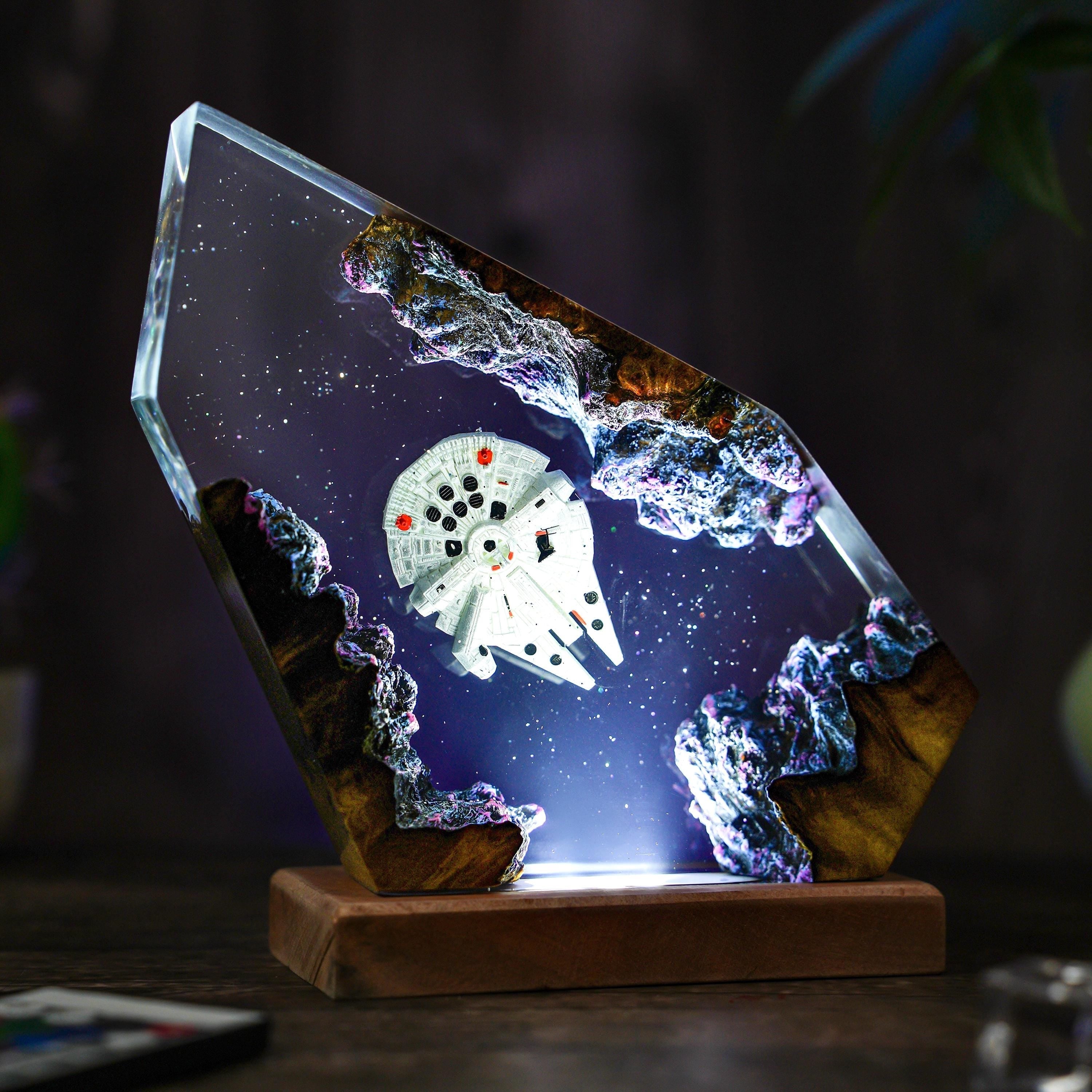 Space Galaxy Resin Lamp: Wood & Epoxy Night Light, Epoxy Night Lamp for Spacecraft, Interstellar resin lamp, Hallowen Gift