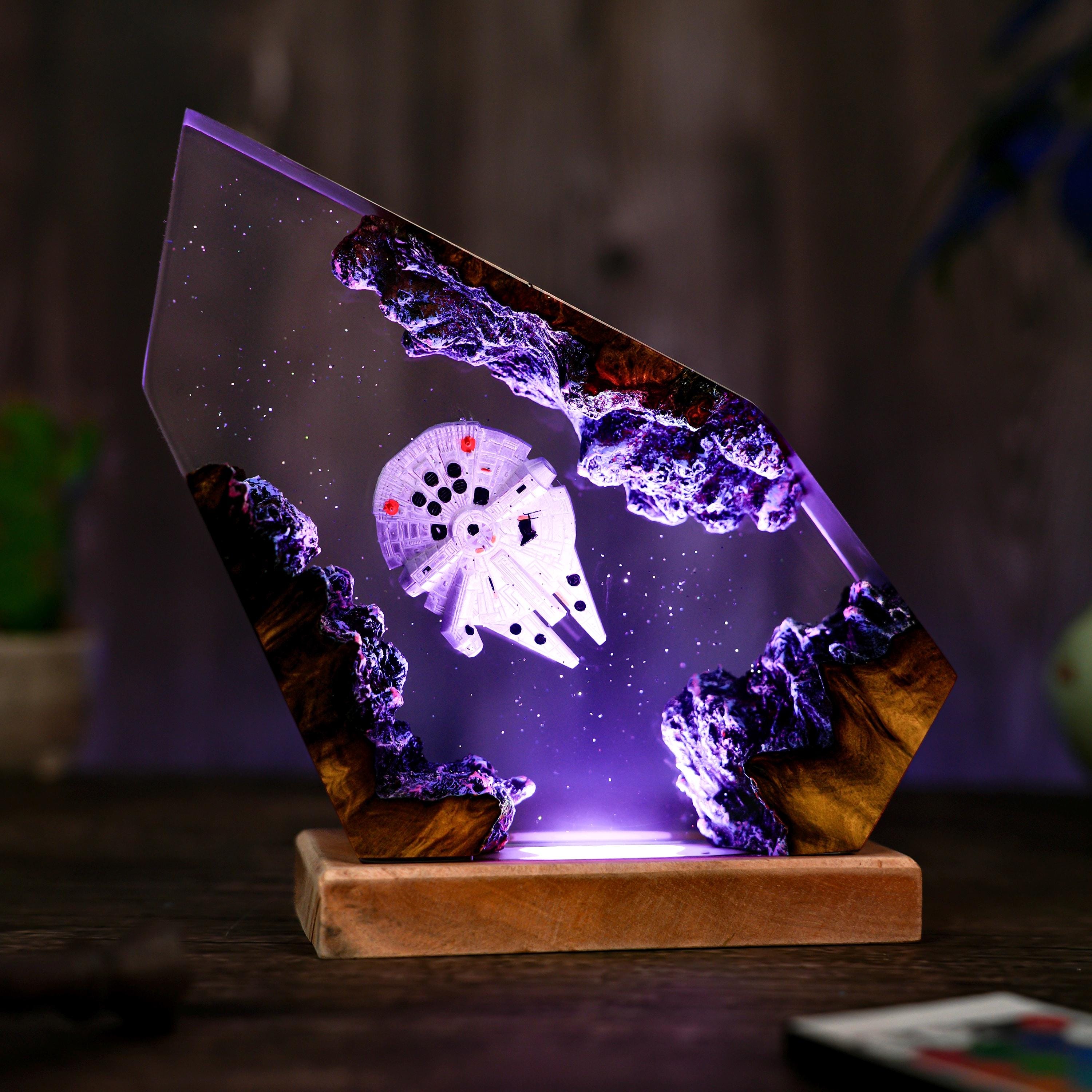Space Galaxy Resin Lamp: Wood & Epoxy Night Light, Epoxy Night Lamp for Spacecraft, Interstellar resin lamp, Hallowen Gift