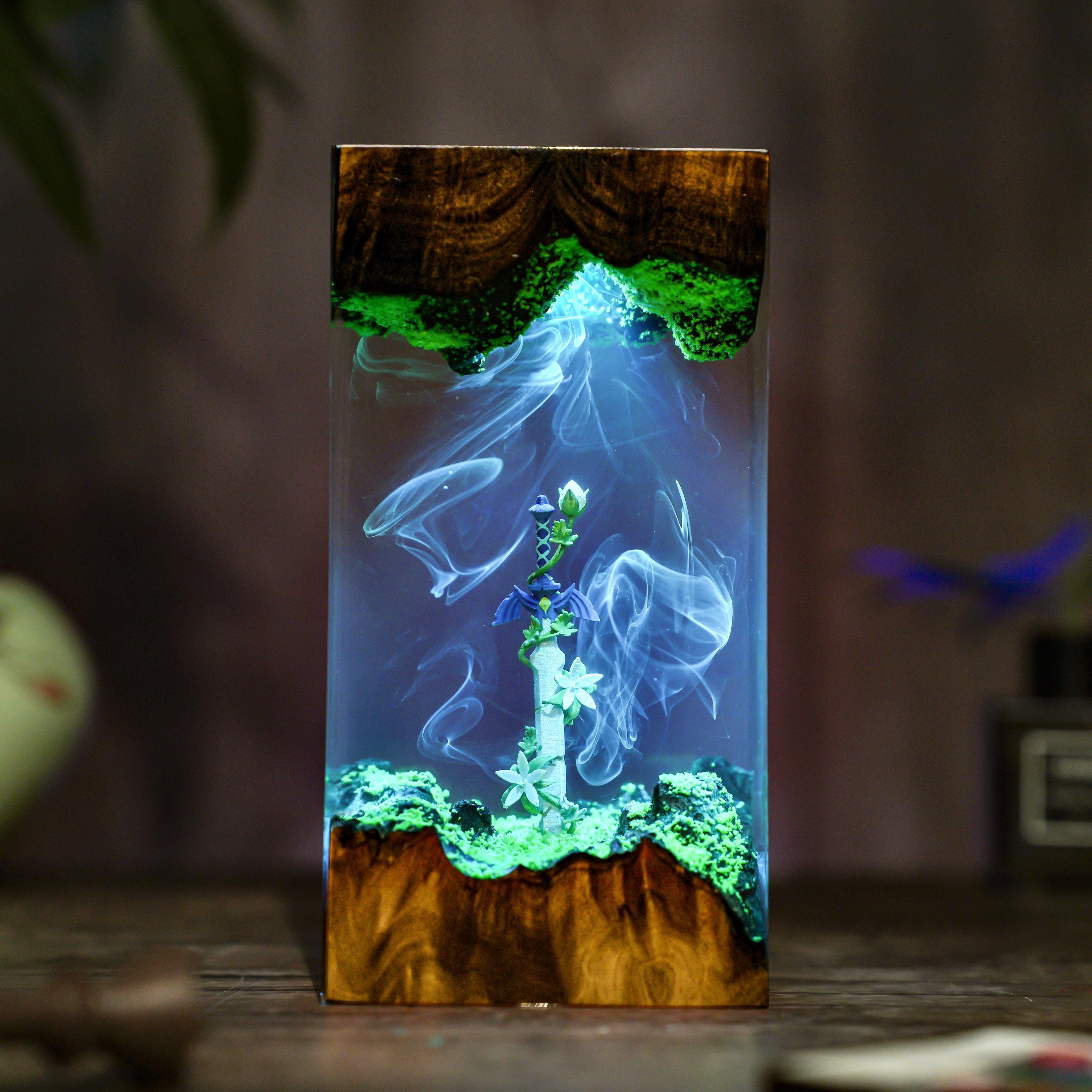 Handmade Legendary Sword, Sword Silent Princess Flower lamp, Resin Wood Lamp, Hylaria Statue Gaming Decor, Winter Gifts for Him, TLoZ BOTW