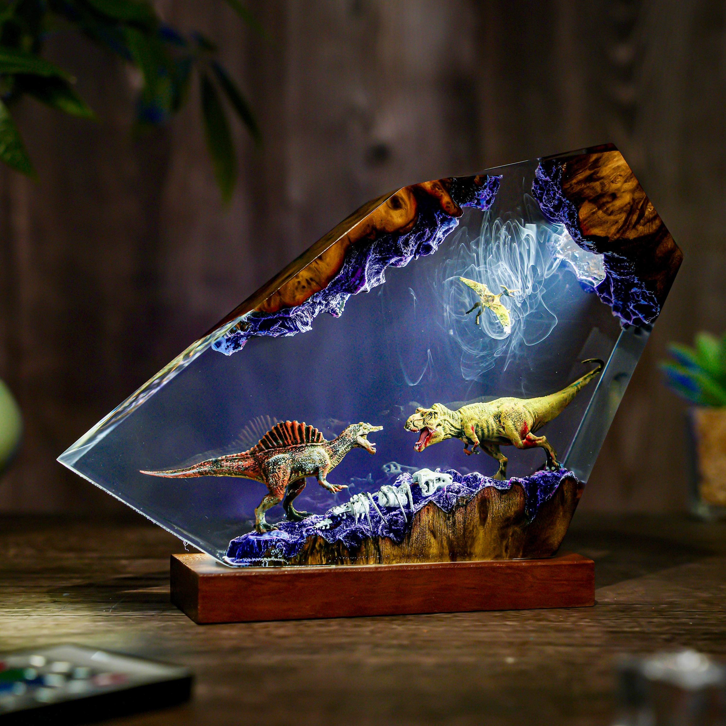Custom Spinosaurus vs T-rex Dinosaur lamp, Customer Jurassic night light, Animal Figurine Dinosaur statue, halloween gift, Christmas gift