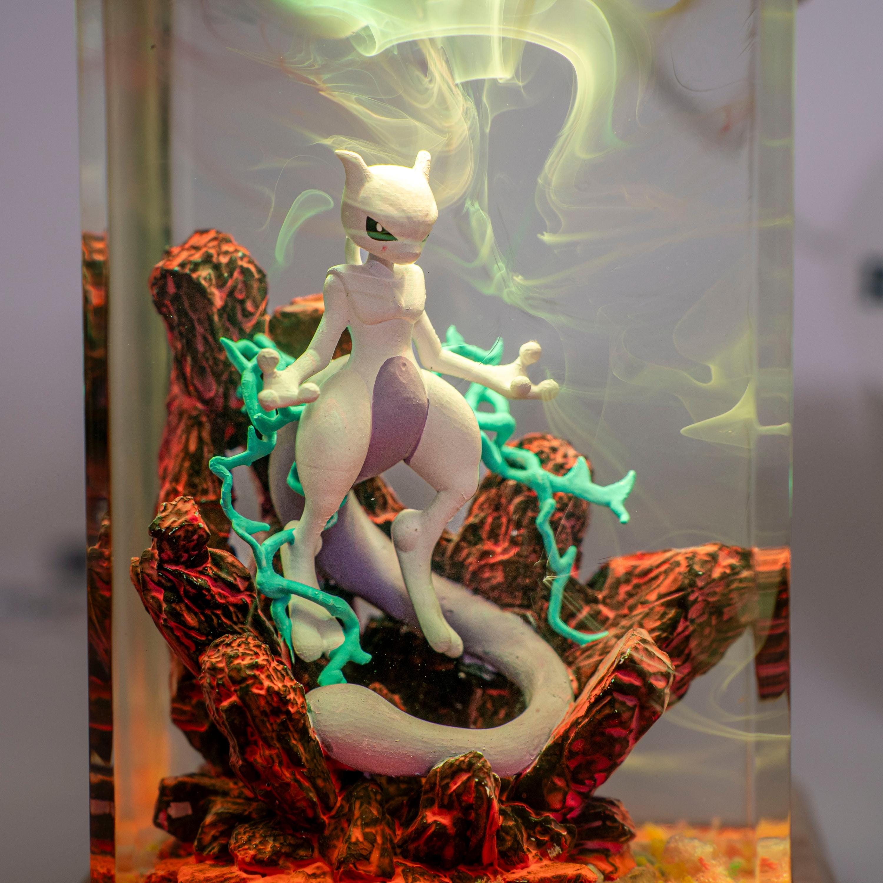 Eevee Evolution Resin Lamp, Unique Epoxy Lamp for Kid, custom night light, pokemon figure, mother's day gift ideas