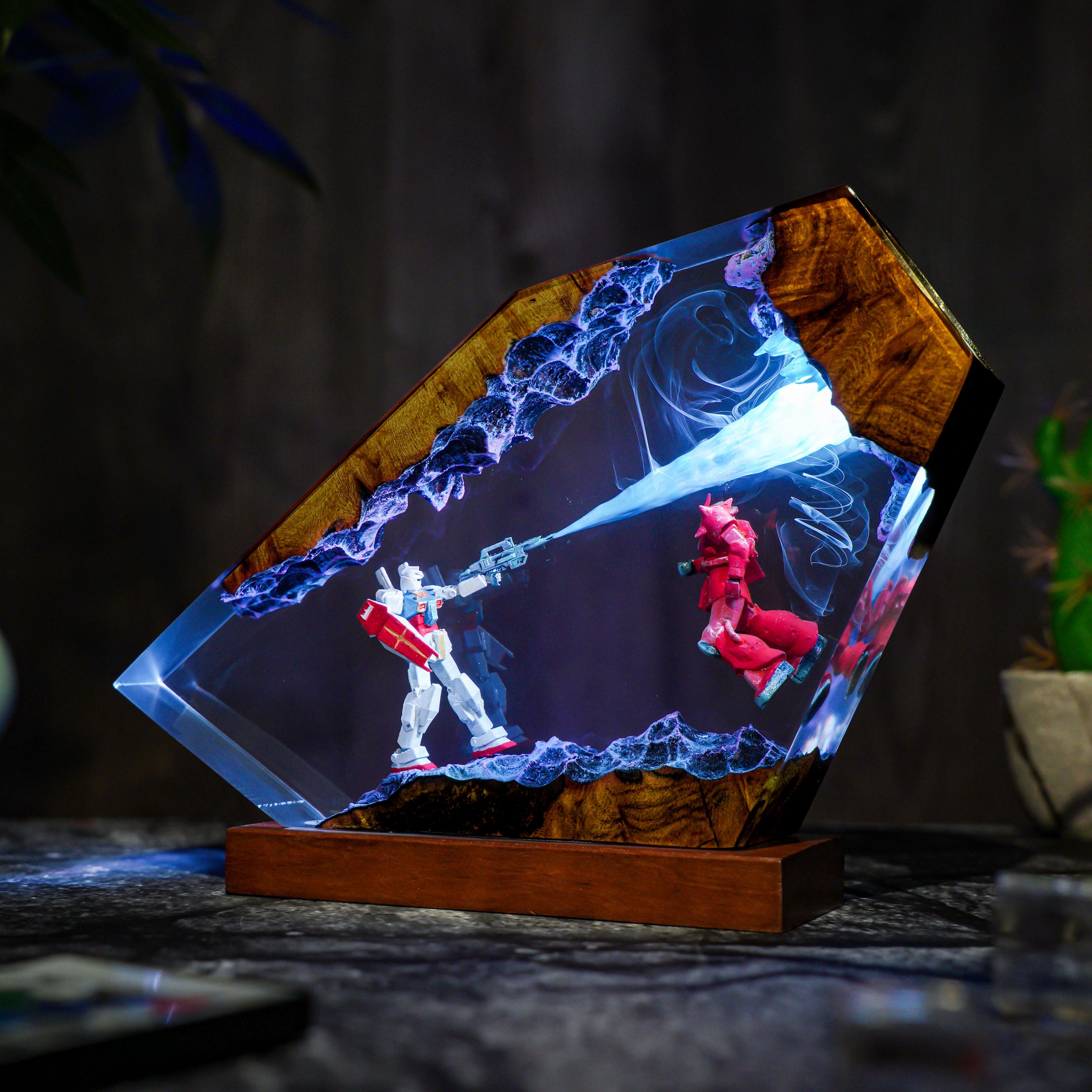 Diorama Battle Robot Lamp, Custom Gun.dam Resin, Gift for Hallowen, Gift for kids, Robot Figure, table lamp, gift for him, gamer gift