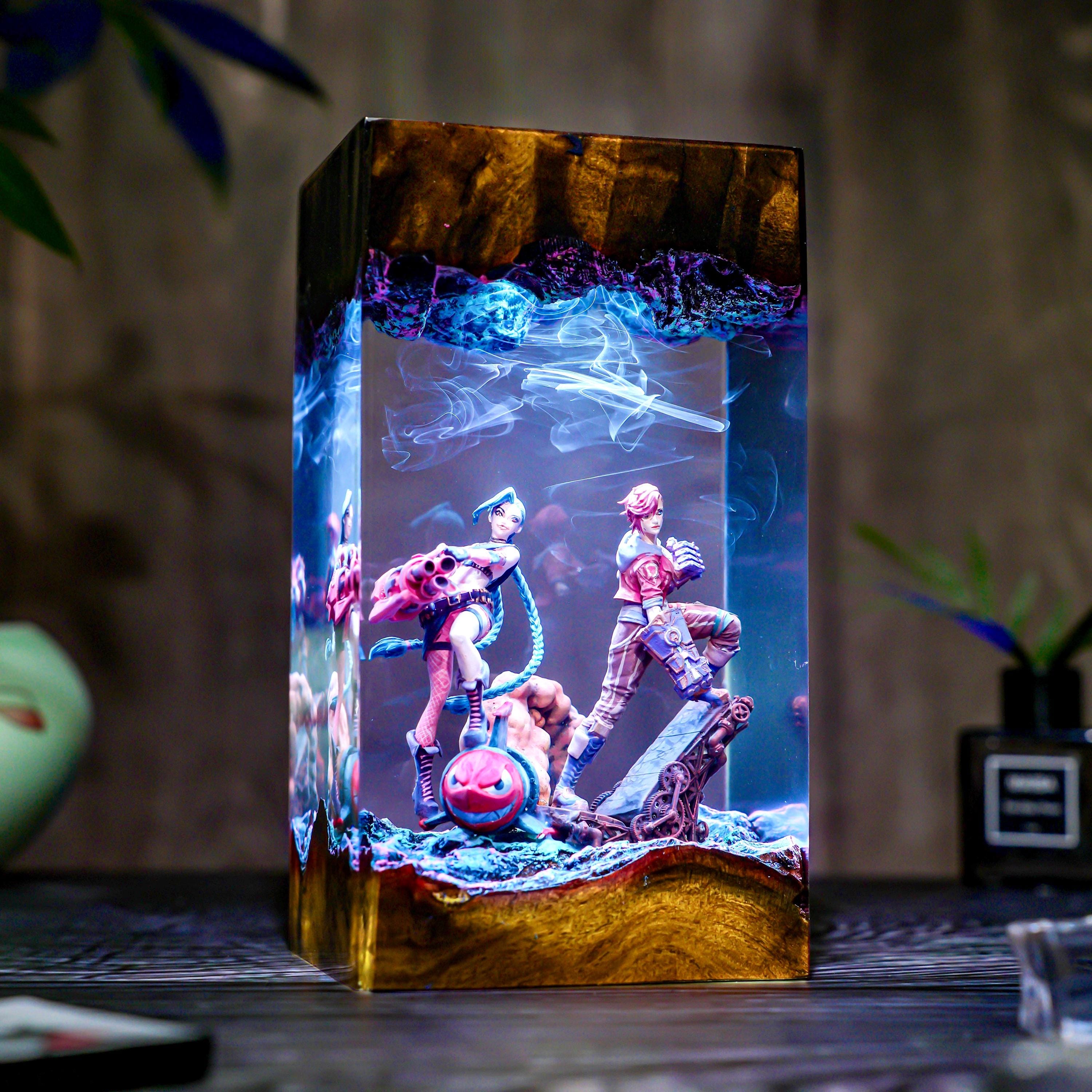 Handmade League of Heroes lamp, Game of Legends, ZinX & Vy Lamp, Resin figures, Table lamp, Gamer Gift, Fan Merchandise, Christmas gift