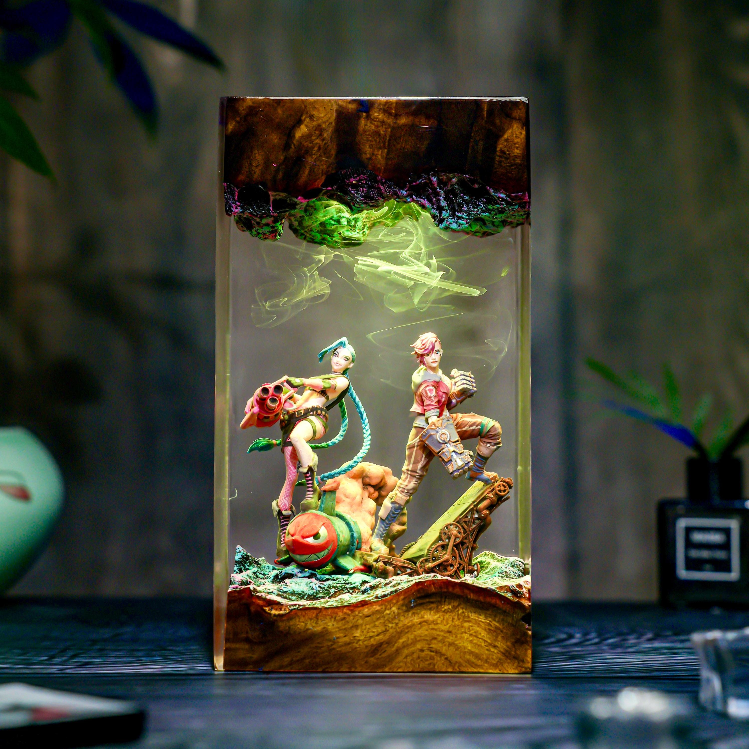 Handmade League of Heroes lamp, Game of Legends, ZinX & Vy Lamp, Resin figures, Table lamp, Gamer Gift, Fan Merchandise, Christmas gift