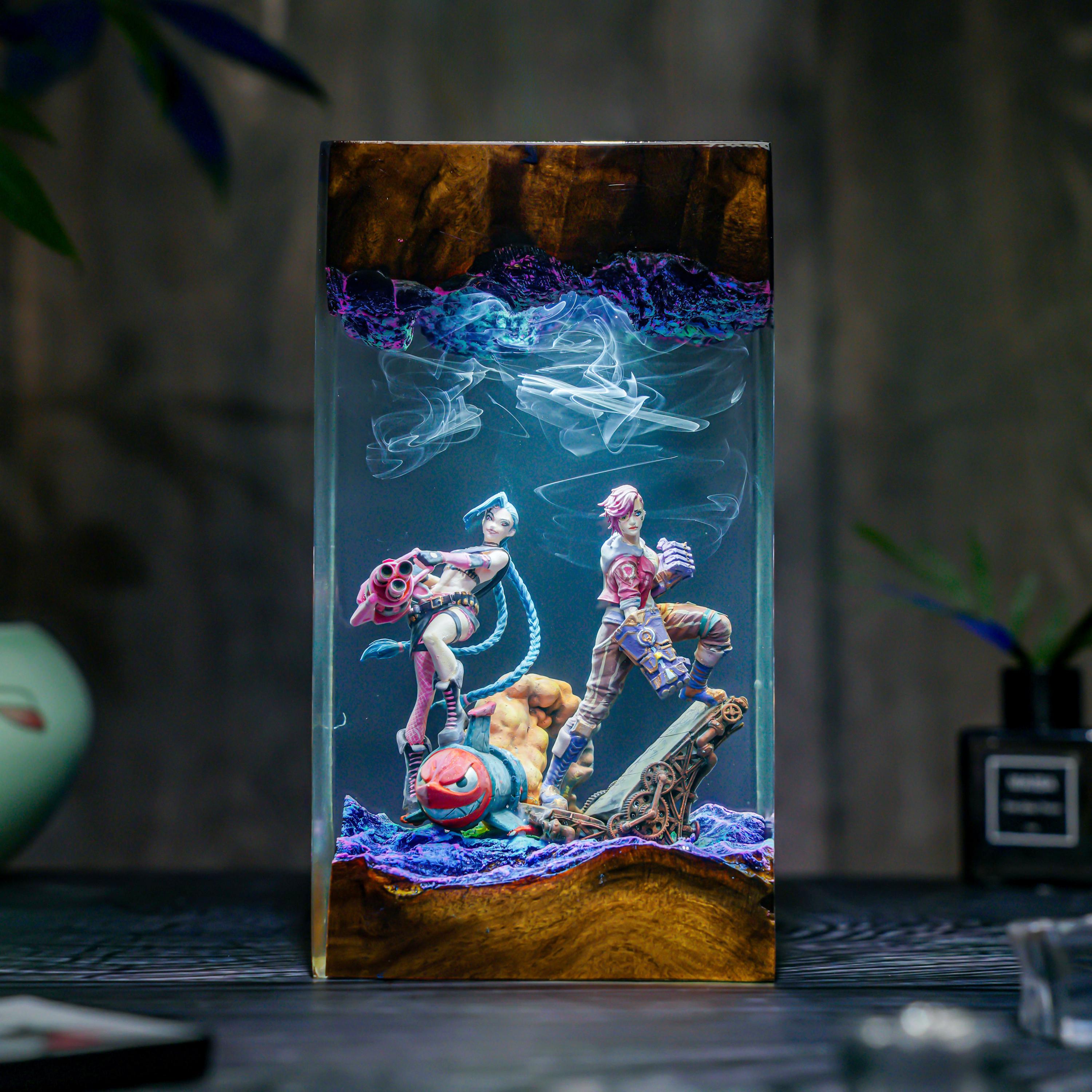 Handmade League of Heroes lamp, Game of Legends, ZinX & Vy Lamp, Resin figures, Table lamp, Gamer Gift, Fan Merchandise, Christmas gift
