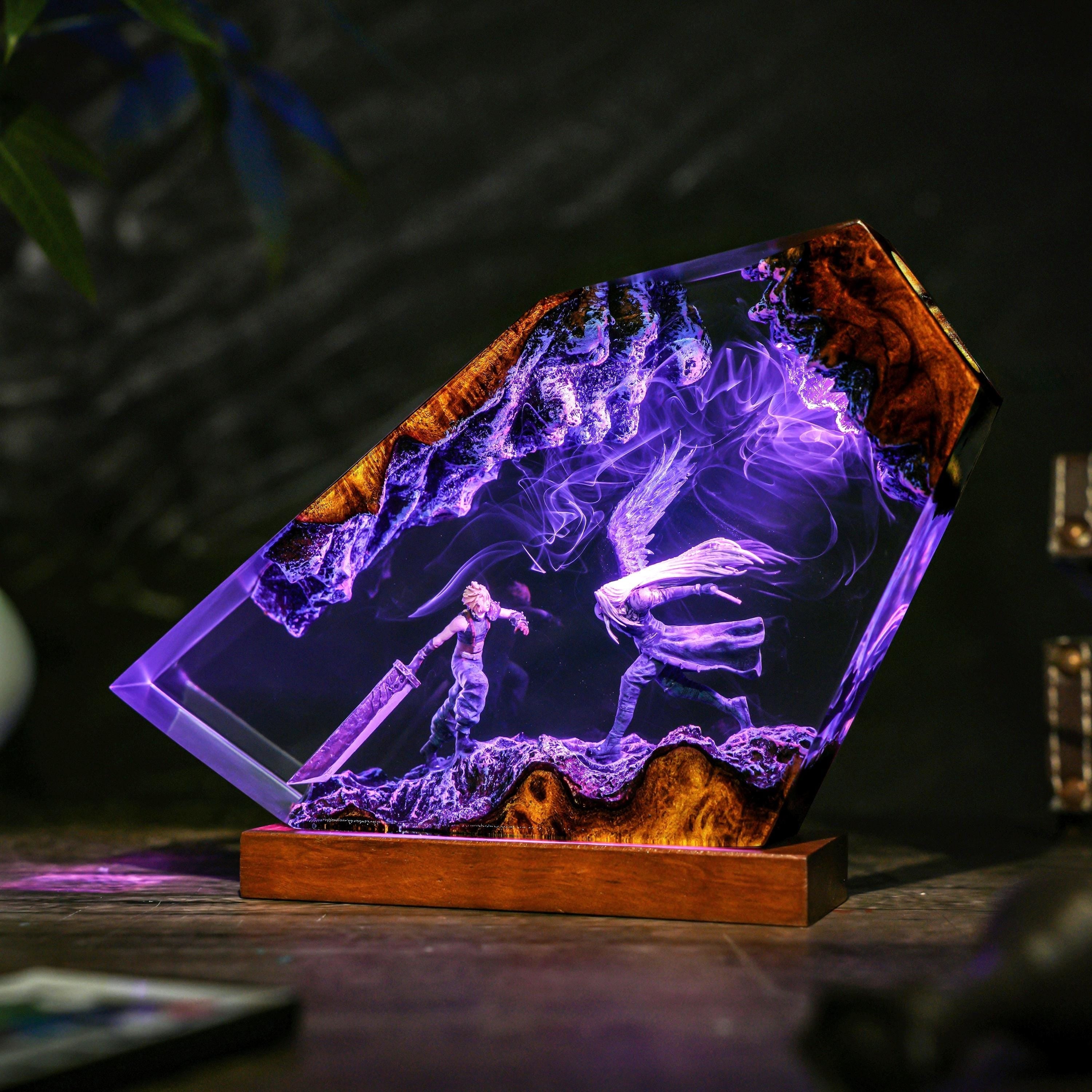 Custom Eternal Fantasy Lamp, Final Legend Art, Cloud Blade vs Sephiron Blade, video game, Gift for gamer, Gift for kids, table lamp