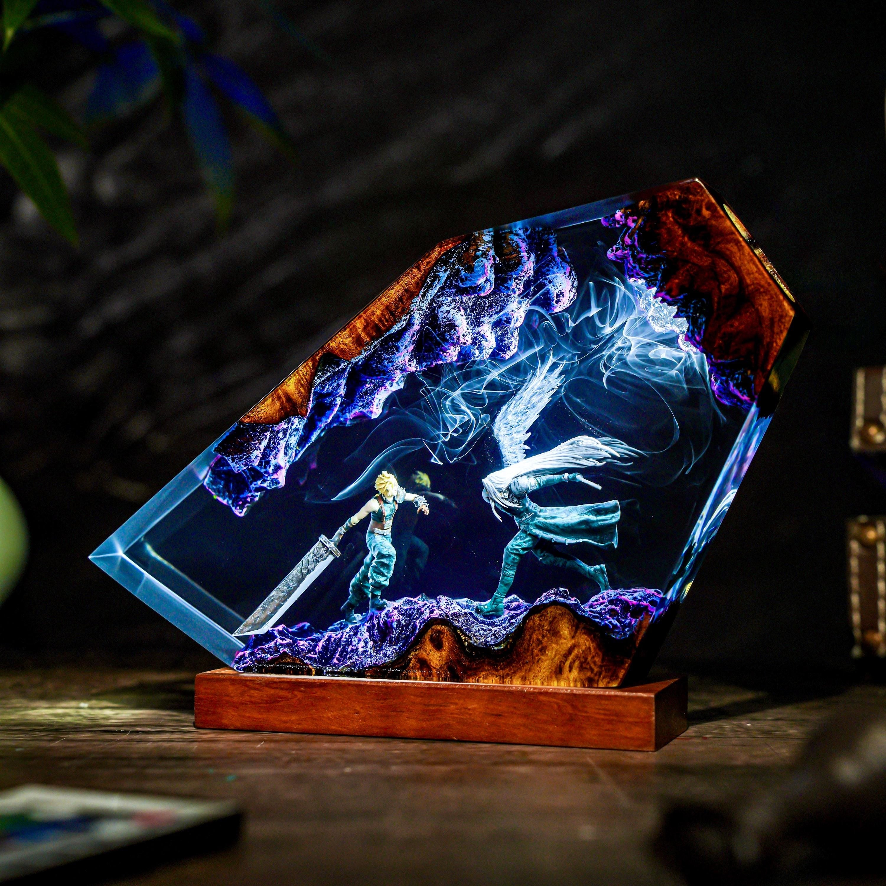 Custom Eternal Fantasy Lamp, Final Legend Art, Cloud Blade vs Sephiron Blade, video game, Gift for gamer, Gift for kids, table lamp