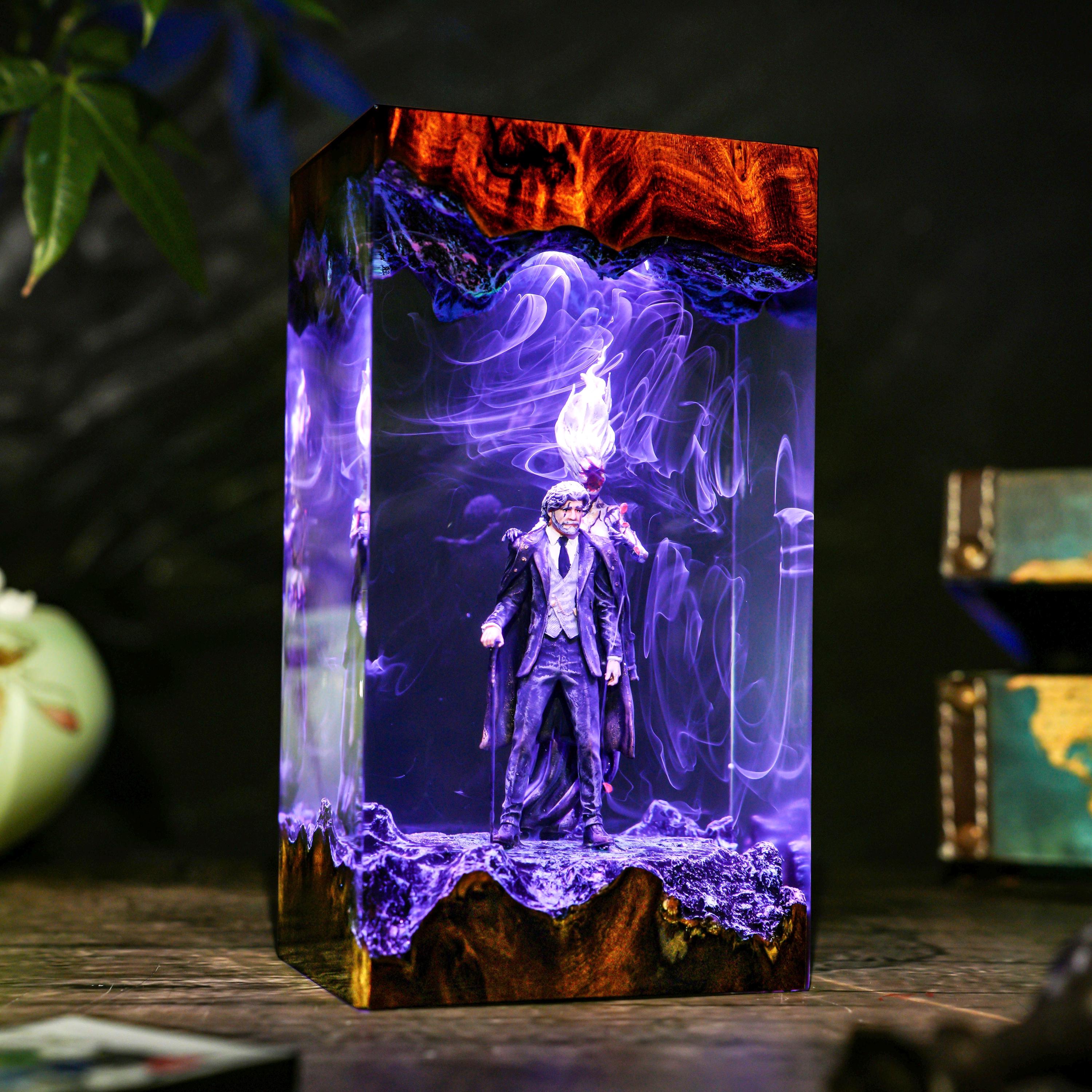 Diorama Expedition game lamp, Reloy and Paintwitch Night lamp, Handmade Resin & Wood Lamp, Xmas Gift for Gamer, Unique Light, Gamer gifts
