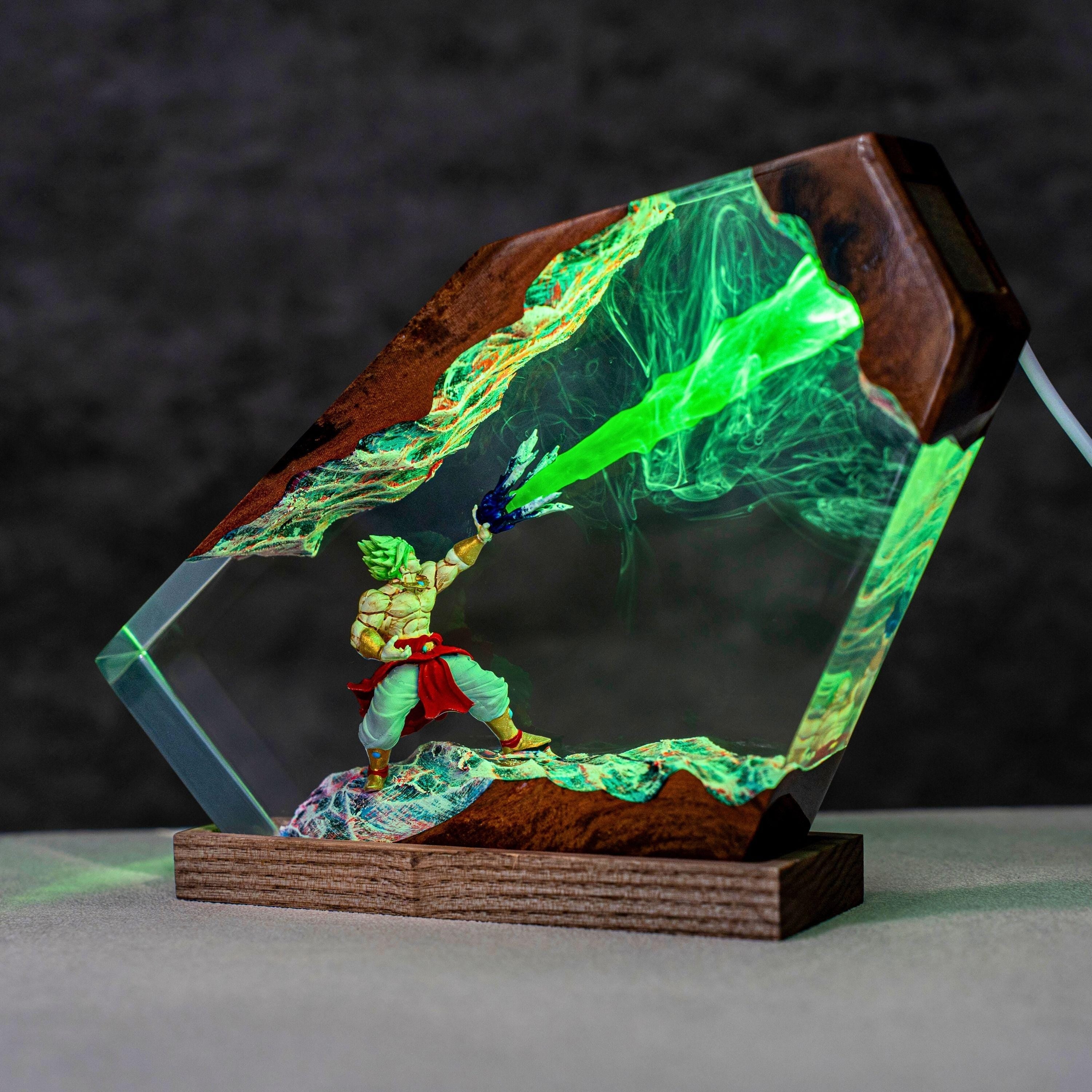 Handcrafted Anime Resin Night Light - Japanese anime Epoxy Lamp, Dragon ball Majin Son, goku and vegeta