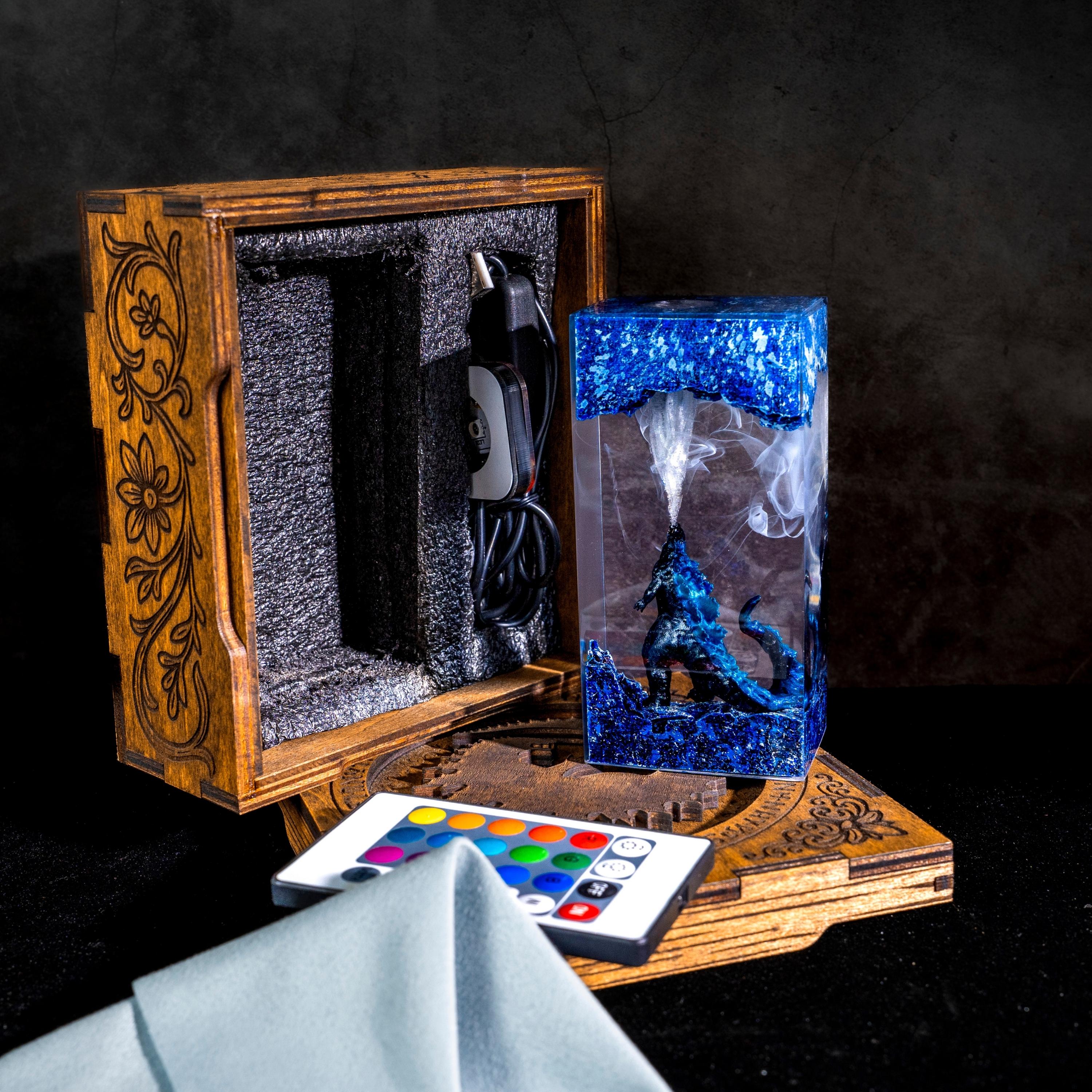 Godzilla Handmade decor Epoxy Lamp- diorama resin lamp, handmade gifts for him, home decoration, godzilla lamp, mother's day