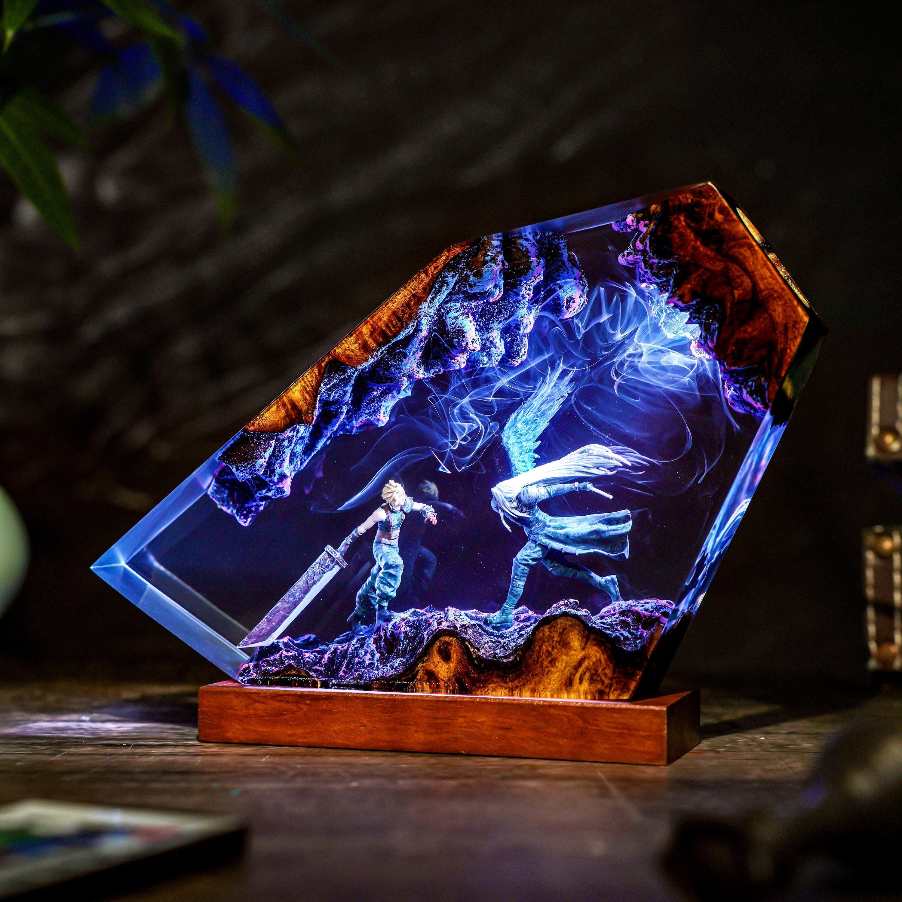 Custom Eternal Fantasy Lamp, Final Legend Art, Cloud Blade vs Sephiron Blade, video game, Gift for gamer, Gift for kids, table lamp